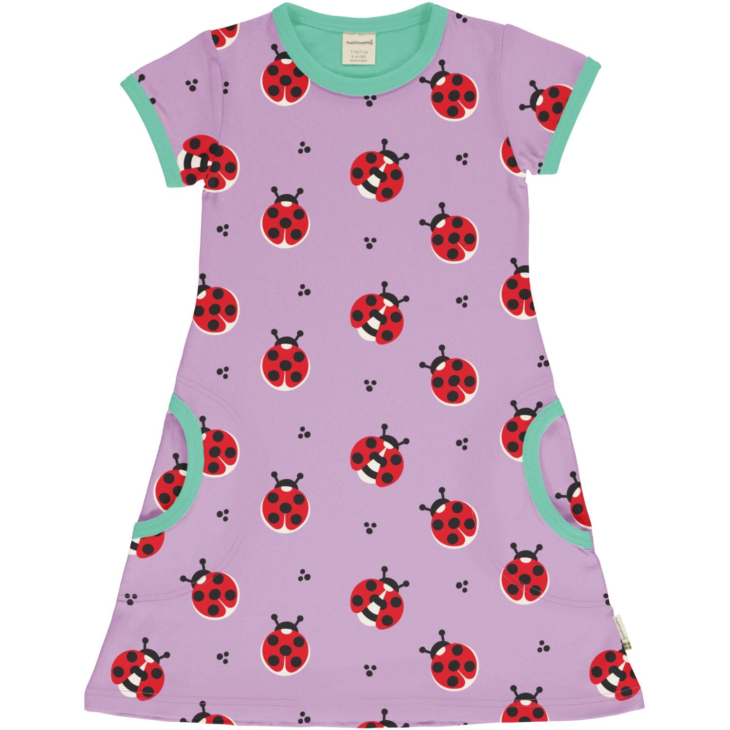 Maxomorra Ladybug Pocket Dress Ss25 Clothing 3-4YRS / Purple,5-6YRS / Purple,7-8YRS / Purple