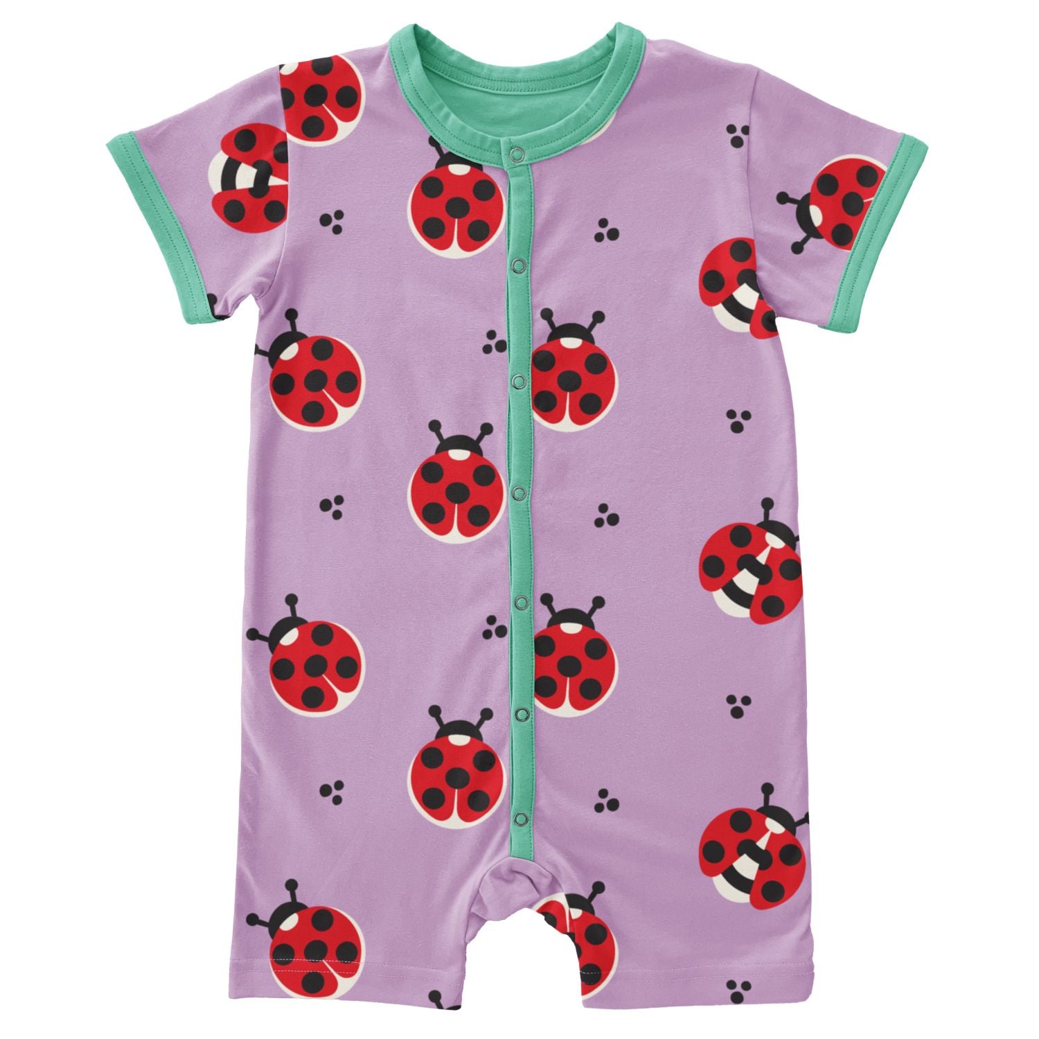 Maxomorra Ladybug Short Romper Ss25 Clothing 0-3M / Purple,3-6M / Purple,9-12M / Purple,18-24M / Purple