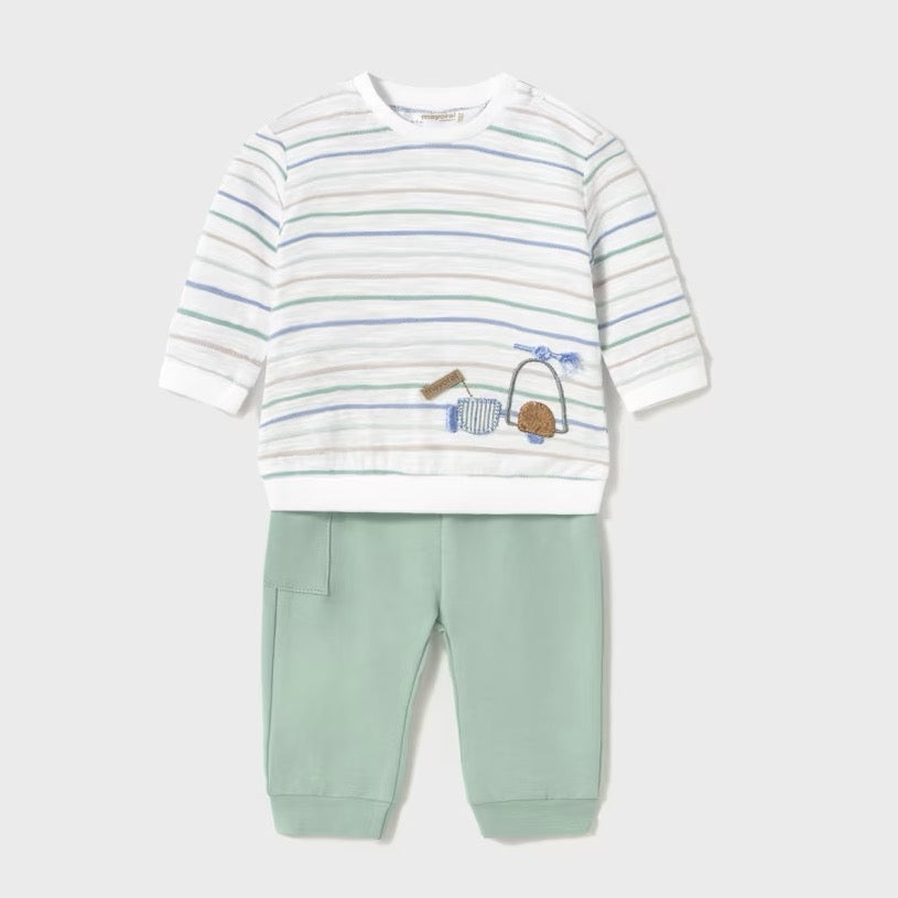 Mayoral Baby Boys Set 1612 Stripe Top Clothing 4-6M / Seagrass,6-9M / Seagrass,12M / Seagrass,18M / Seagrass