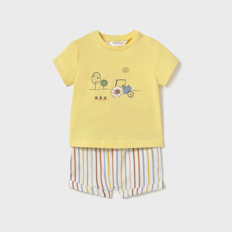 Mayoral Baby Boys Shorts Set 1202 Yellow Tractor Clothing 2-4M / Yellow,4-6M / Yellow,6-9M / Yellow,12M / Yellow