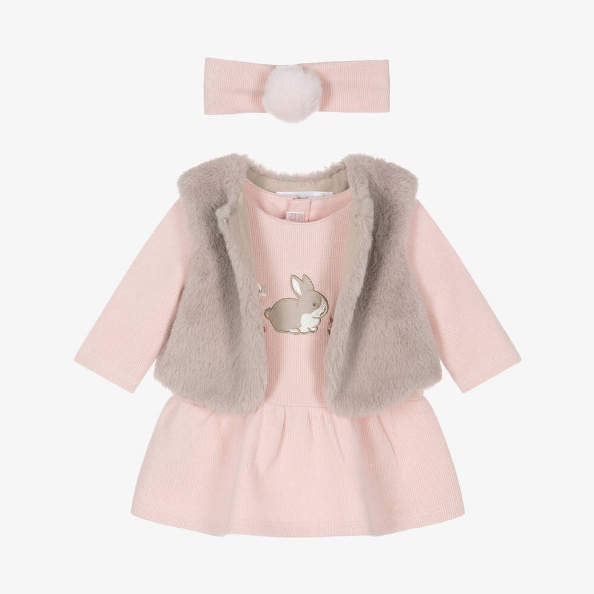 Mayoral Baby Girls Pink Bunny Dress Set 2807 Clothing 4-6M / Pink,6-9M / Pink,12M / Pink,18M / Pink