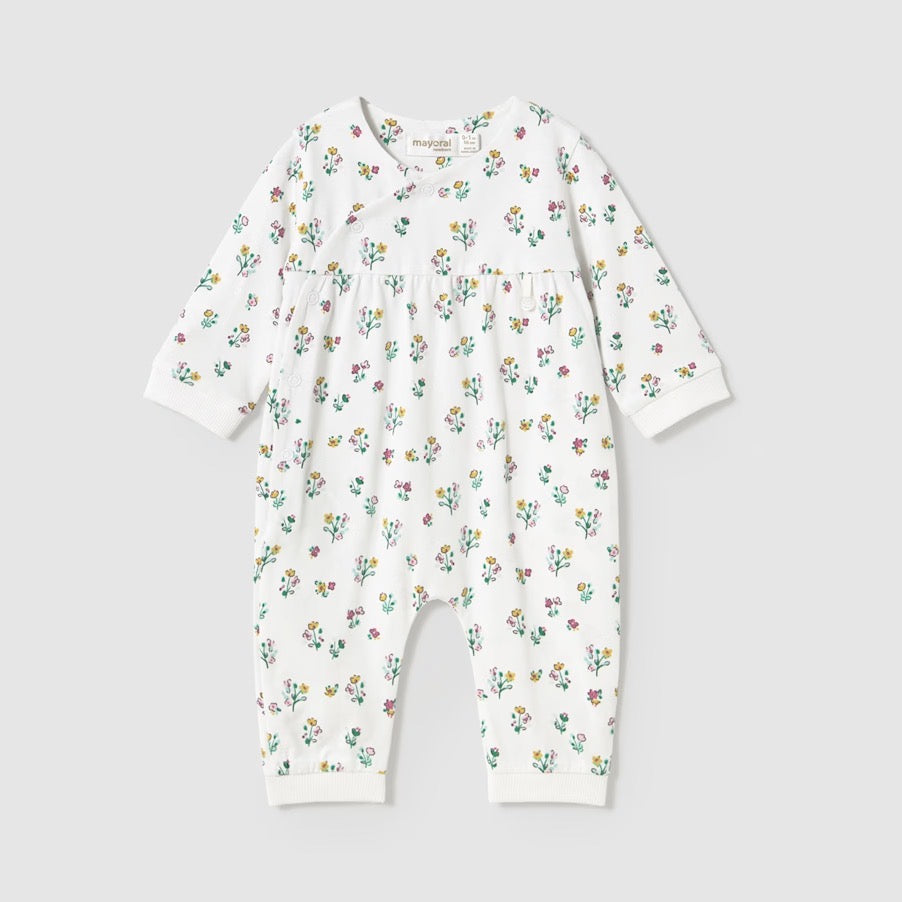 Mayoral Baby Romper 1753 Floral Clothing 0-1M / White,1-2M / White,2-4M / White,4-6M / White,6-9M / White