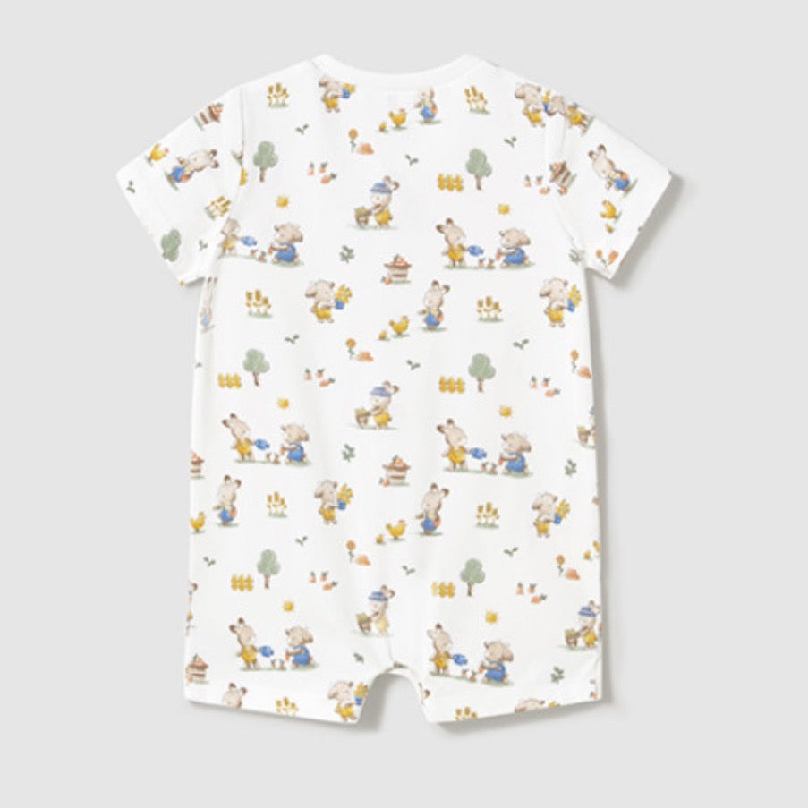 Mayoral Baby Short Romper 1707 Bunny Print Clothing 2-4M / Yellow,4-6M / Yellow,6-9M / Yellow,12M / Yellow