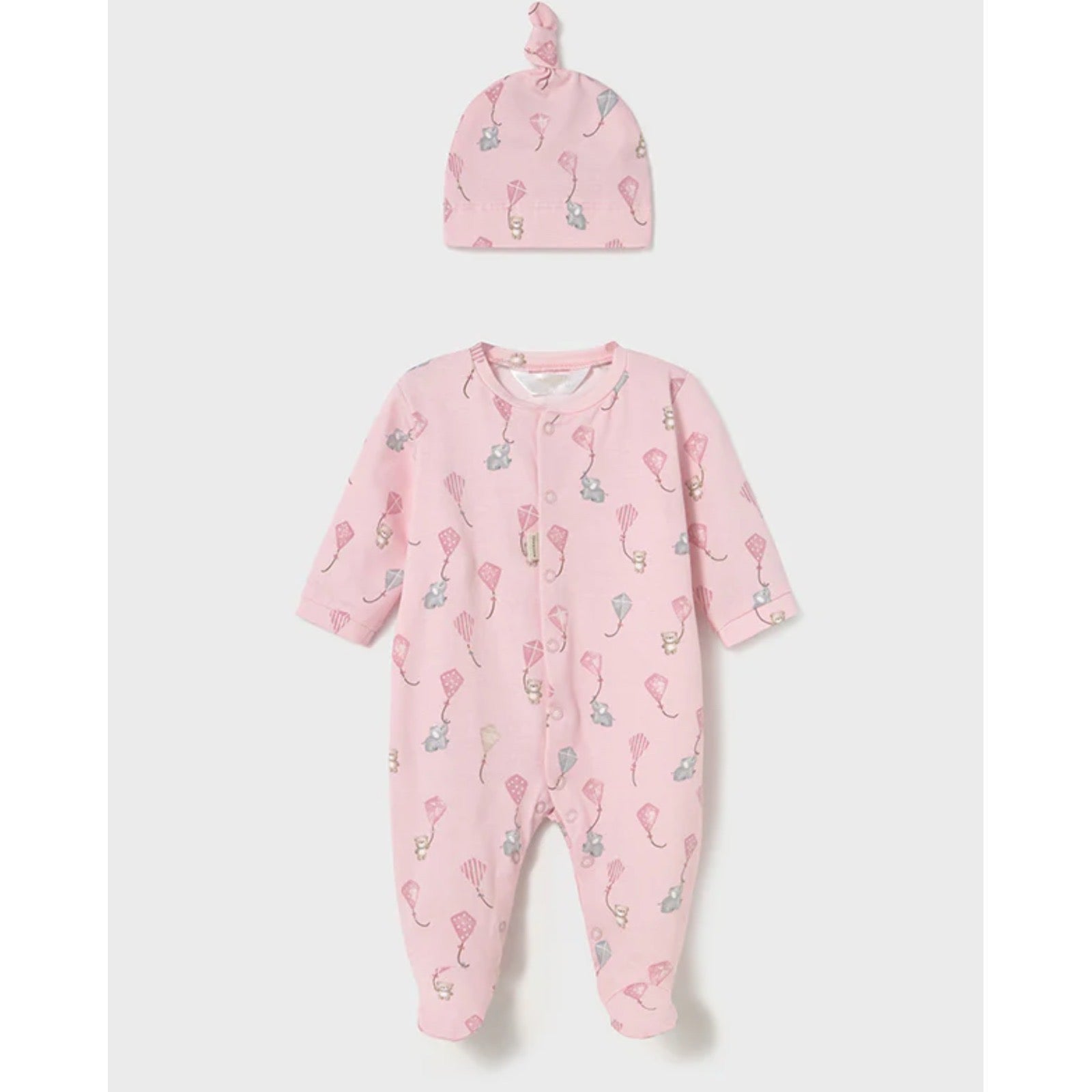 Mayoral Baby Sleepsuit And Hat 1706 Pink Elephant Clothing 0-1M / Pink,1-2M / Pink,2-4M / Pink,4-6M / Pink