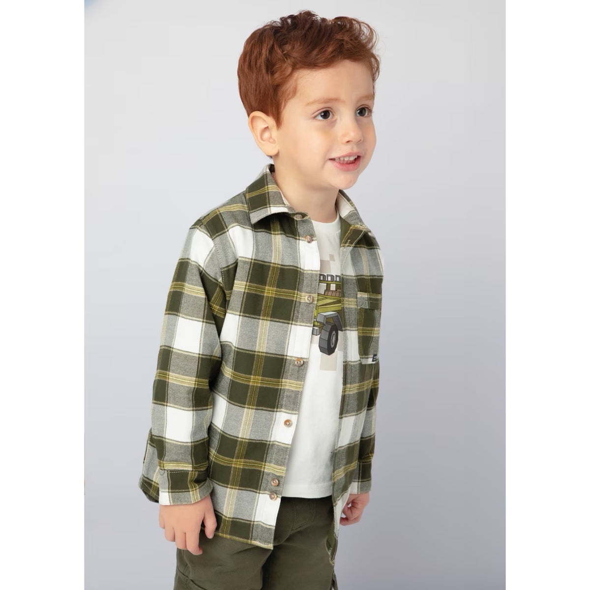 Mayoral Boys Checked Over Shirt 4107 Moss Clothing 4YRS / Khaki,5YRS / Khaki,6YRS / Khaki,7YRS / Khaki,8YRS / Khaki,9YRS / Khaki