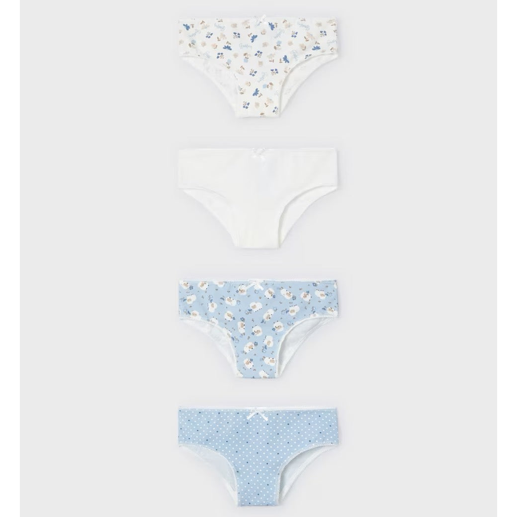 Mayoral Girls 4 Pack Underwear 10791 Sky Blue Sheep Clothing 4YRS / Sky Blue,6YRS / Sky Blue,8YRS / Sky Blue,10YRS / Sky Blue,12YRS / Sky Blue