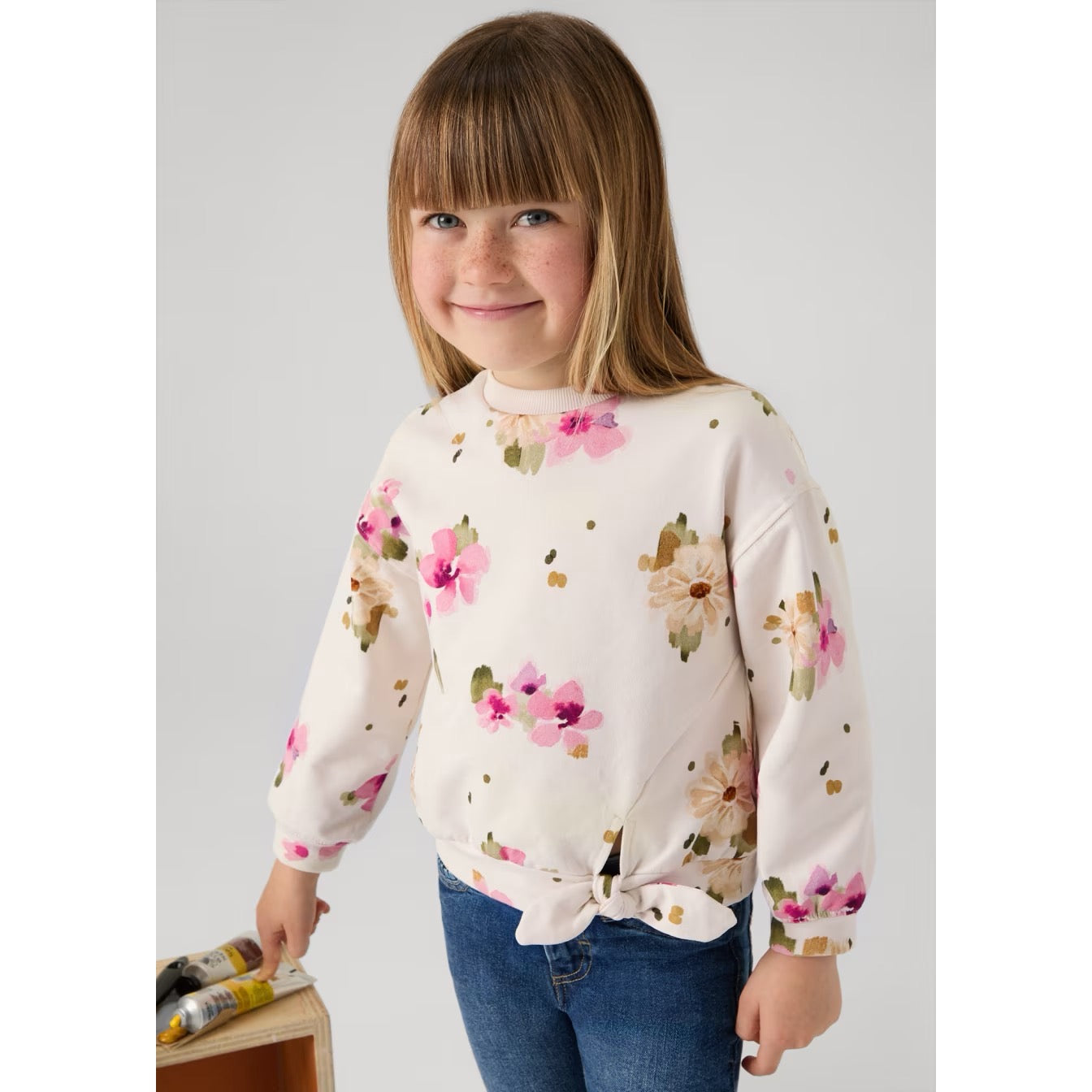 Mayoral Girls Floral Sweatshirt 4481 Clothing 4YRS / Natural,5YRS / Natural,6YRS / Natural,7YRS / Natural,8YRS / Natural,9YRS / Natural