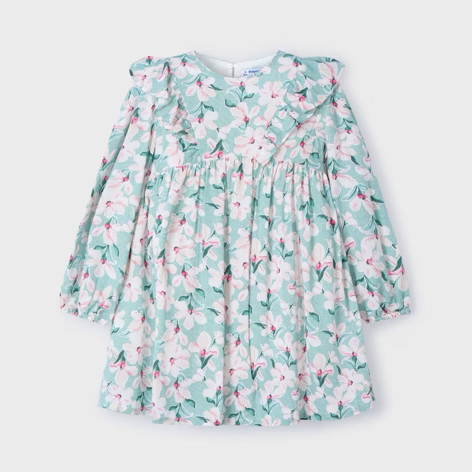 Mayoral Girls Jade Floral Dress 4917 Clothing 3YRS / Jade,4YRS / Jade,5YRS / Jade,6YRS / Jade,7YRS / Jade,8YRS / Jade