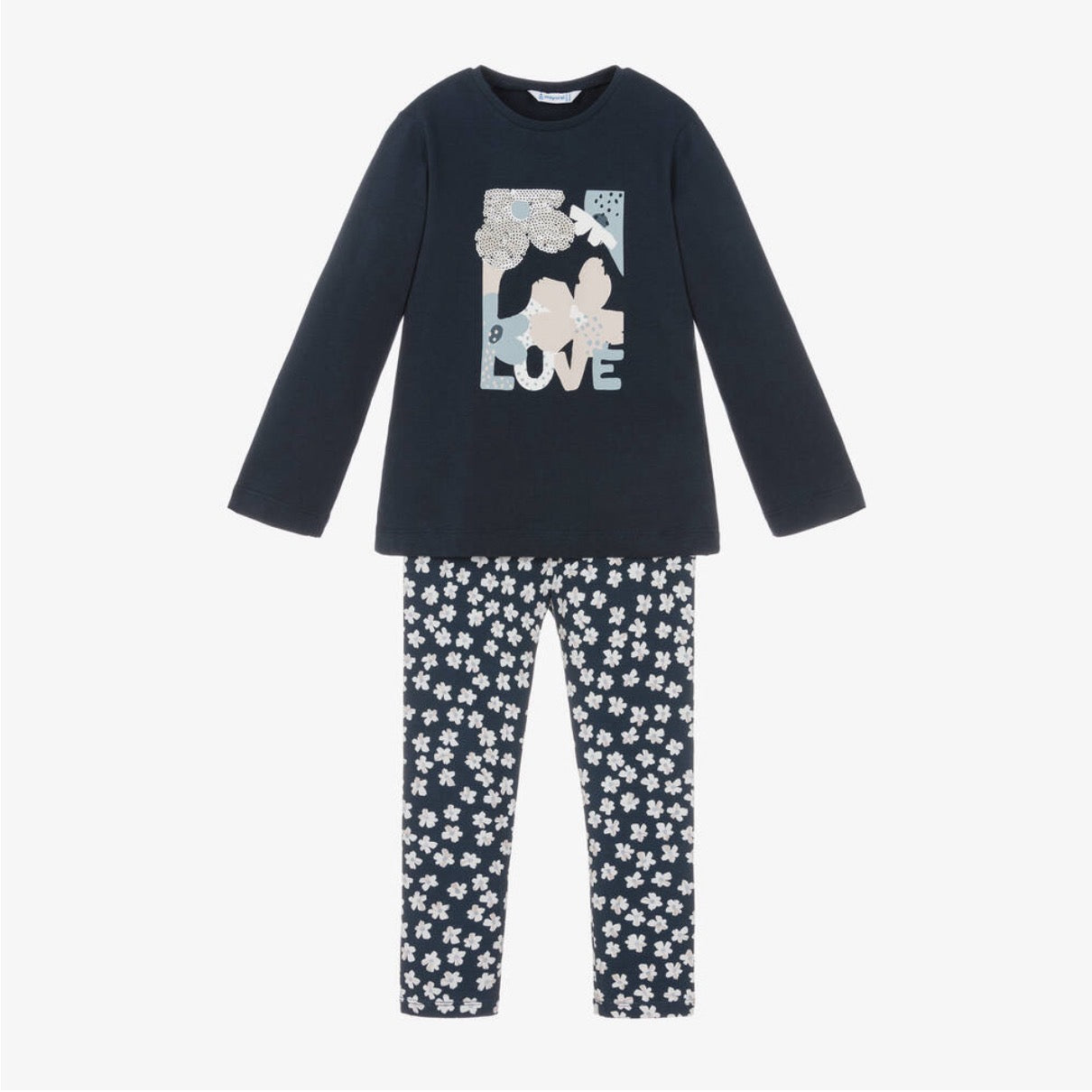 Mayoral Girls Leggings Set 4713 Navy Love Clothing 3YRS / Navy,4YRS / Navy,5YRS / Navy,6YRS / Navy,7YRS / Navy,8YRS / Navy,9YRS / Navy