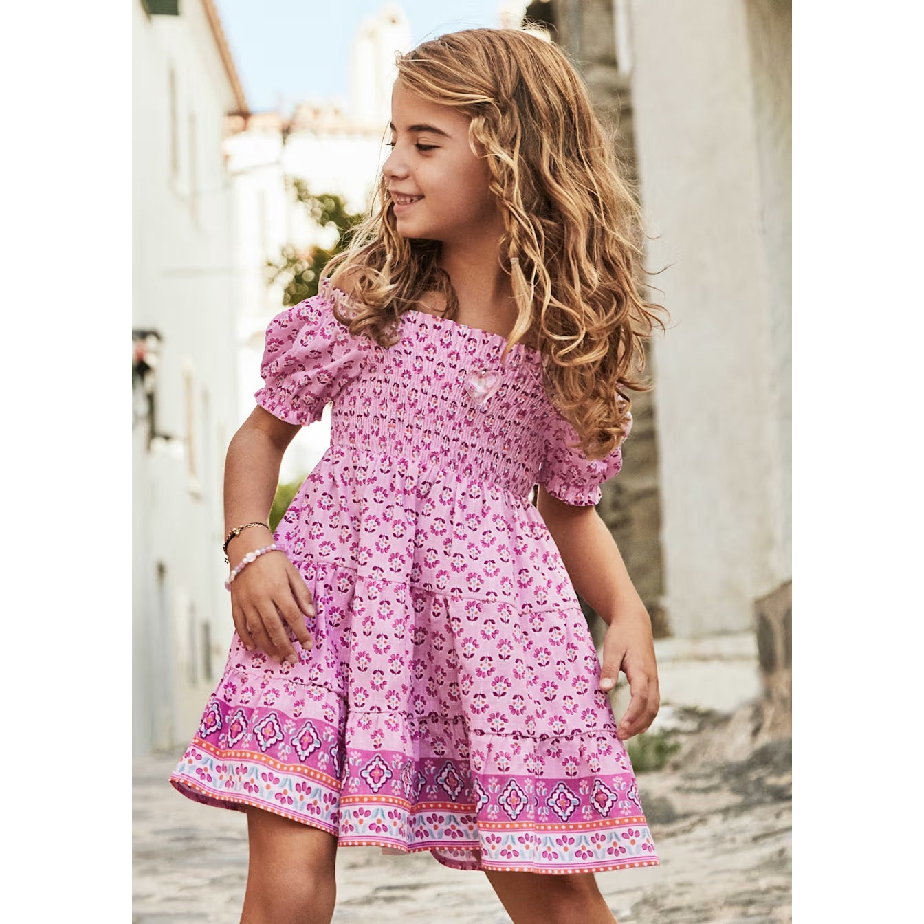 Mayoral Girls Print Dress 3932 Clothing 4YRS / Mauve,6YRS / Mauve,8YRS / Mauve