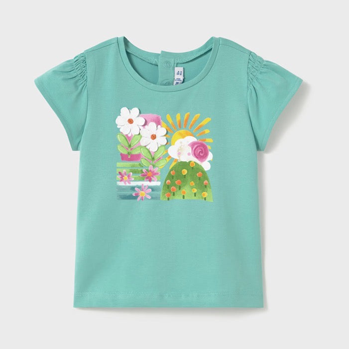 Mayoral Infant Girls T-Shirt 1049 Aqua Clothing 6M / Aqua,12M / Aqua,18M / Aqua,24M / Aqua,3YRS / Aqua,4YRS / Aqua