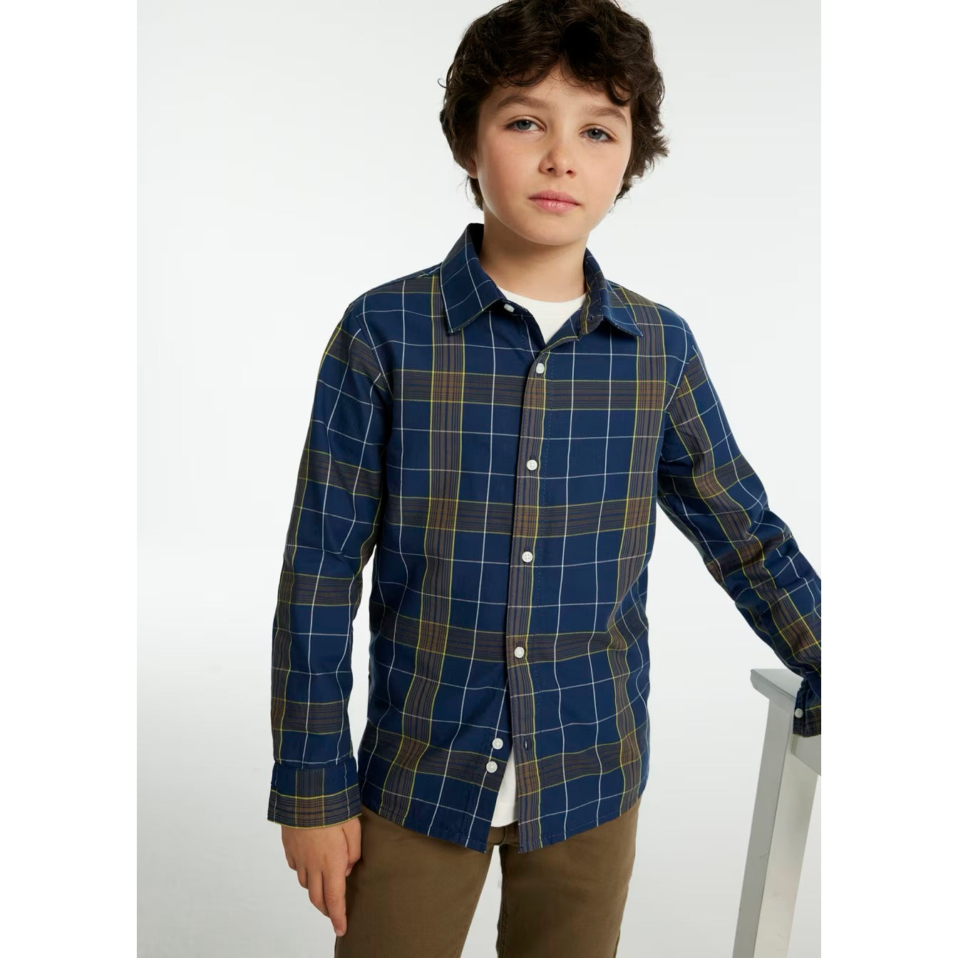 Mayoral Older Boys Blue Checked Shirt 7110 Clothing 10YRS / Blue,12YRS / Blue,14YRS / Blue,16YRS / Blue