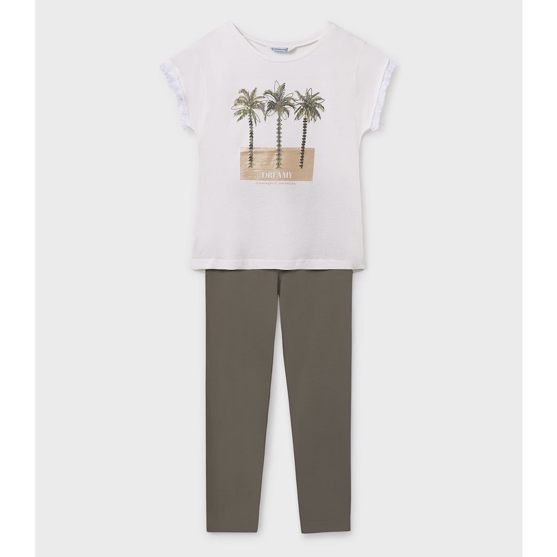 Mayoral Older Girls Leggings Set 6766 Khaki Clothing 10YRS / Khaki,12YRS / Khaki,14YRS / Khaki