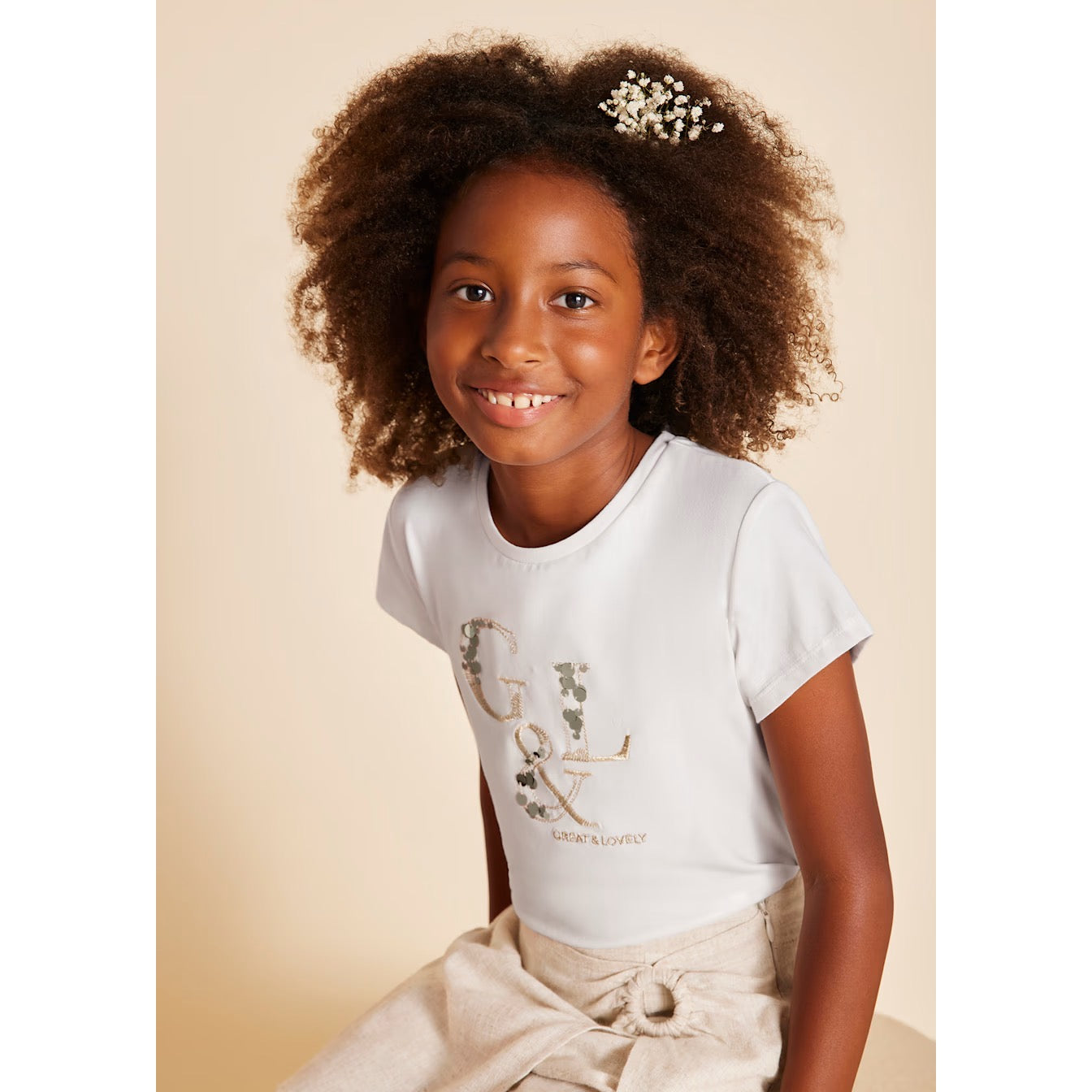 Mayoral Older Girls T-Shirt 854 Natural Clothing 10YRS / Natural,12YRS / Natural,14YRS / Natural