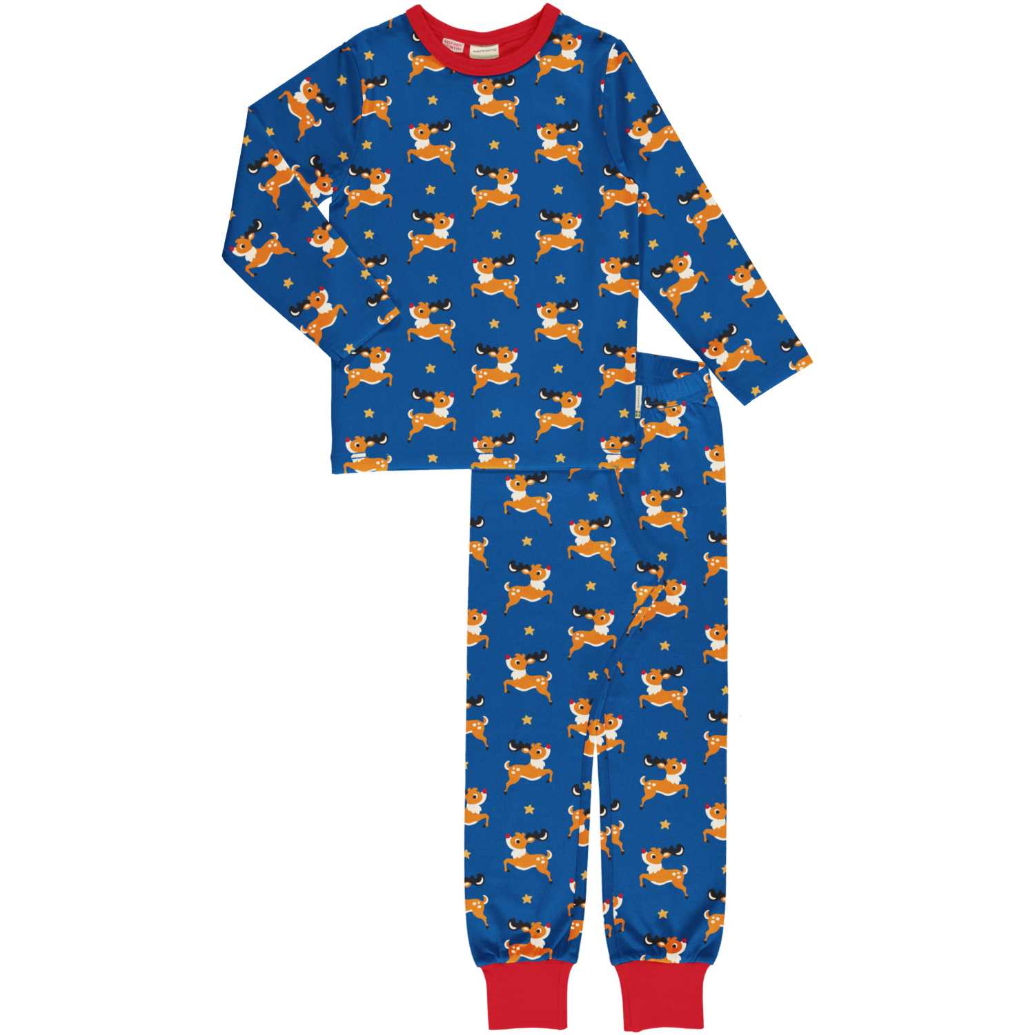 Maxomorra Reindeer Pj Set Aw24 Clothing 2-3YRS / Blue,3-4YRS / Blue,4-5YRS / Blue,5-6YRS / Blue,7-8YRS / Blue,9-10YRS / Blue,11-12YRS / Blue