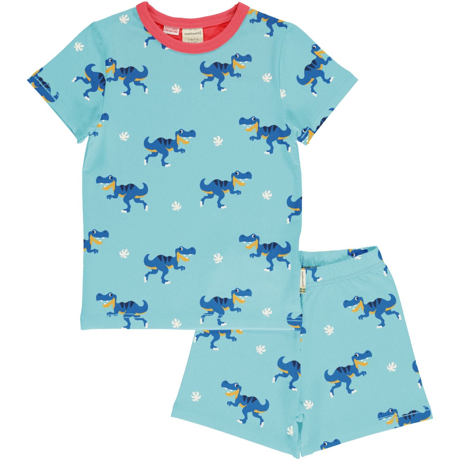 Maxomorra Dino Pj Set Ss25 Clothing 3-4YRS / Blue,5-6YRS / Blue,7-8YRS / Blue