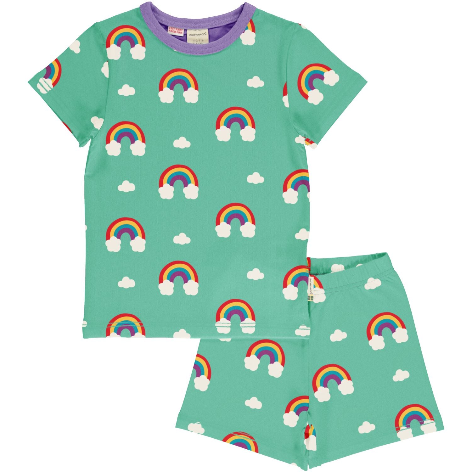 Maxomorra Rainbow Pj Set Ss25 Clothing 3-4YRS / Green,5-6YRS / Green,7-8YRS / Green,9-10YRS / Green