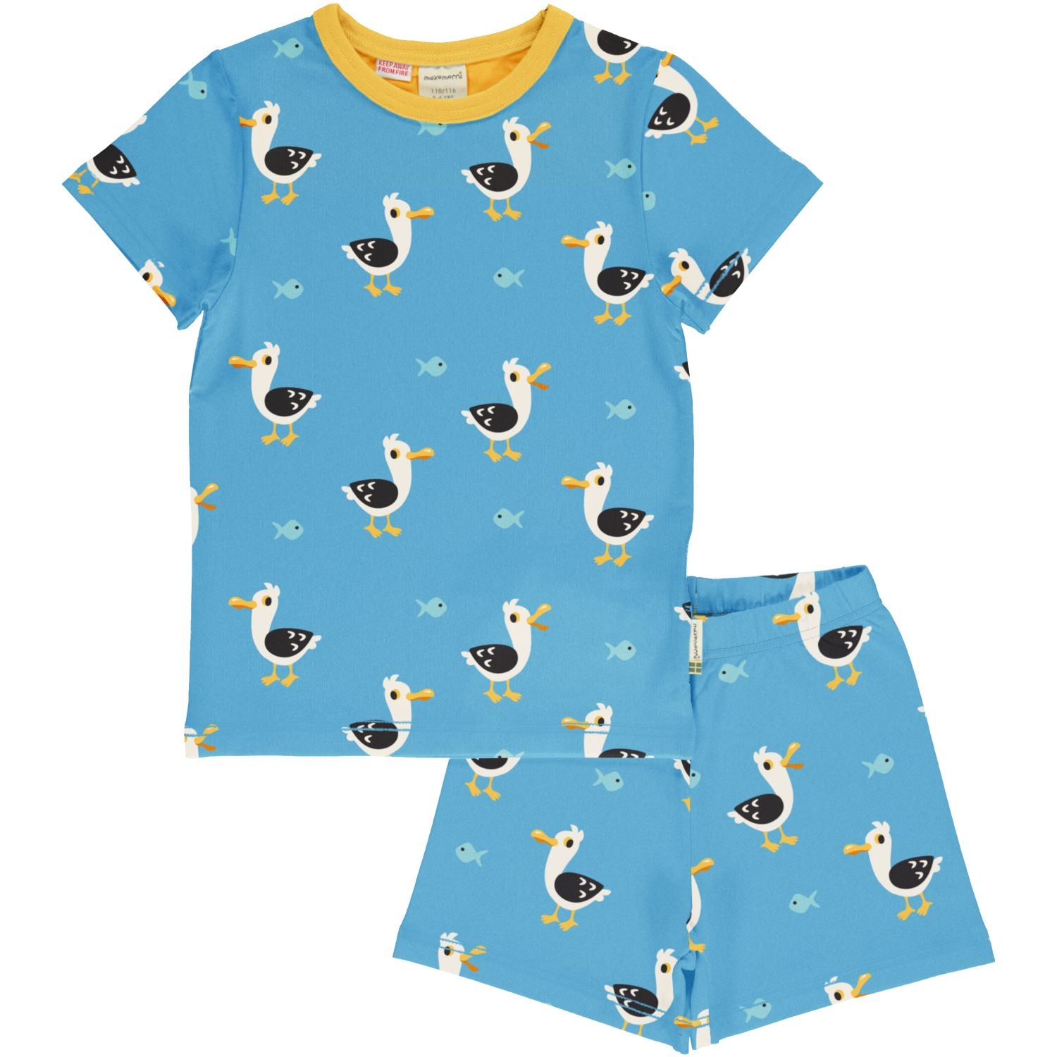 Maxomorra Seagull Pj Set Ss25 Clothing 3-4YRS / Blue,5-6YRS / Blue,7-8YRS / Blue