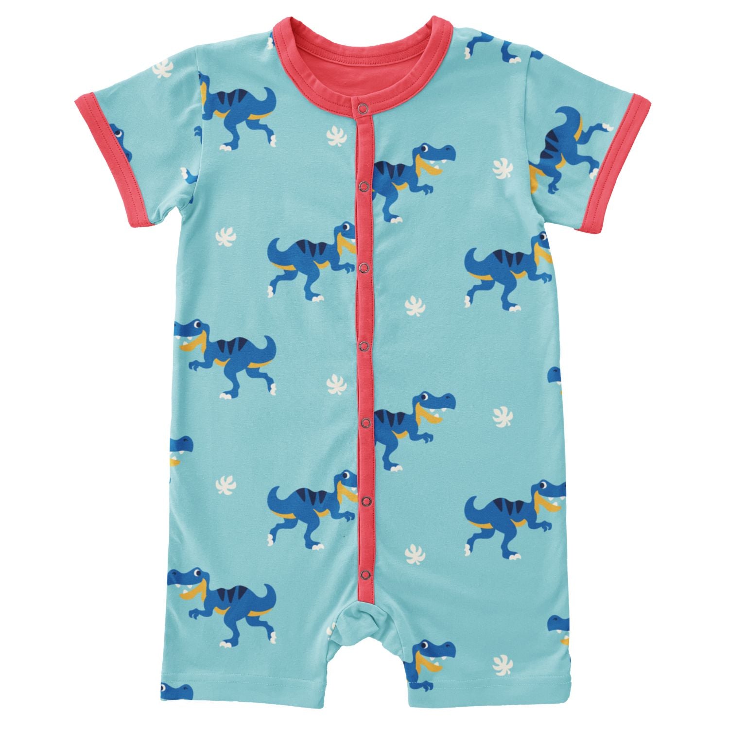 Maxomorra Dino Short Rompersuit Ss25 Clothing 0-3M / Blue,3-6M / Blue,9-12M / Blue,18-24M / Blue