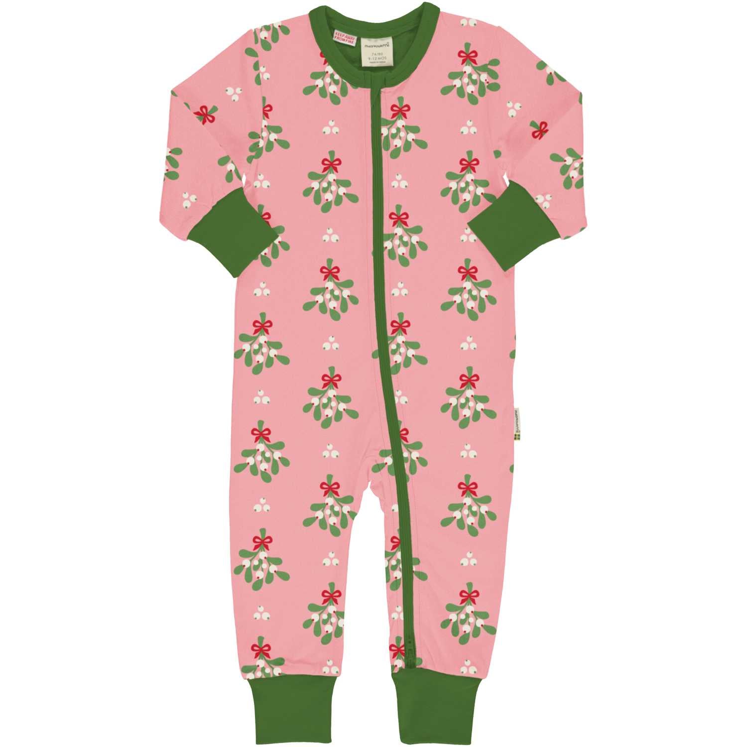 Maxomorra Mistletoe Ls Rompersuit Aw24 Clothing 0-3M / Pink,3-6M / Pink,9-12M / Pink,18-24M / Pink