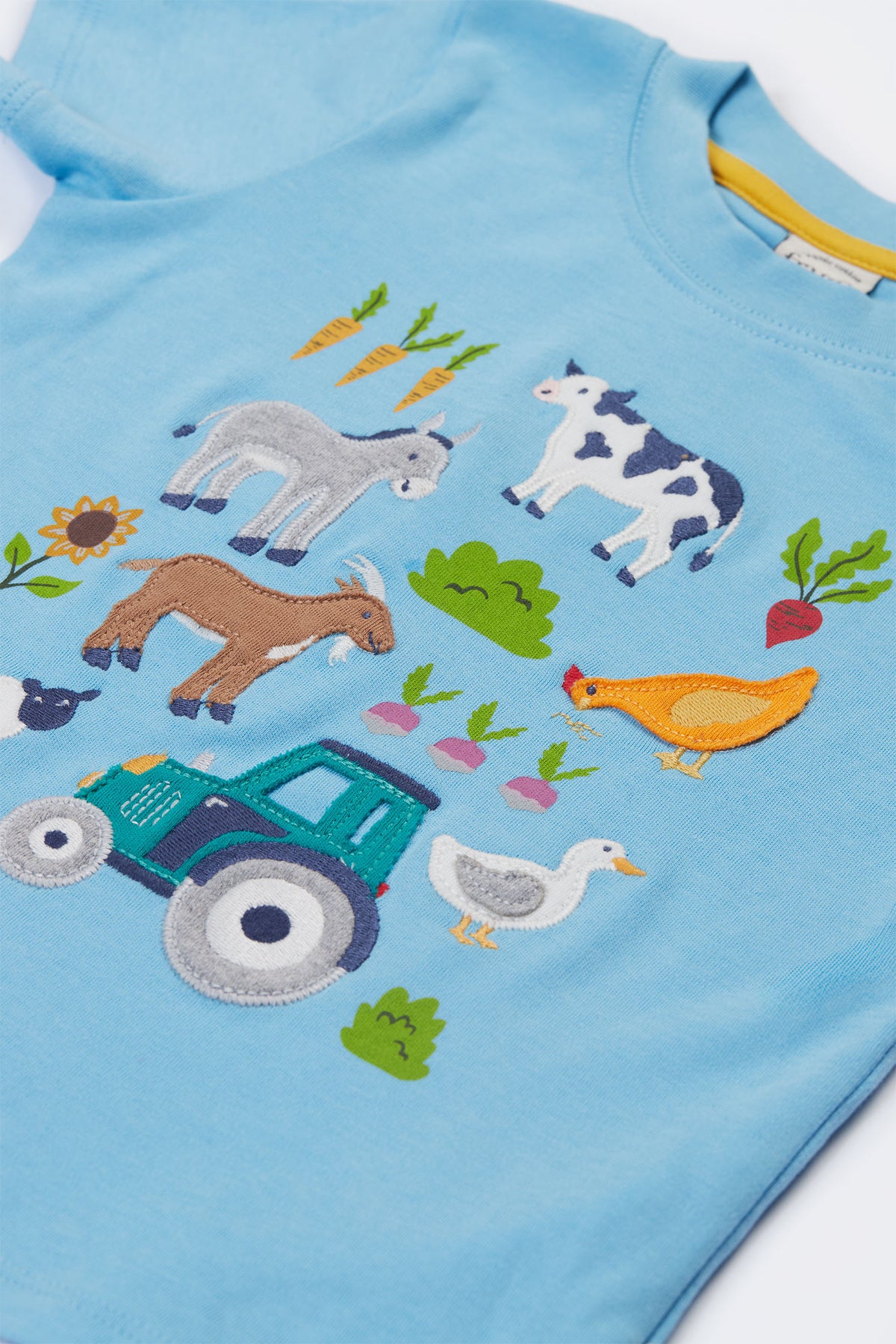 Frugi Little Creature Infant T-Shirt Farm Life Clothing 3-6M / Blue,6-9M / Blue,9-12M / Blue,12-18M / Blue,18-24M / Blue