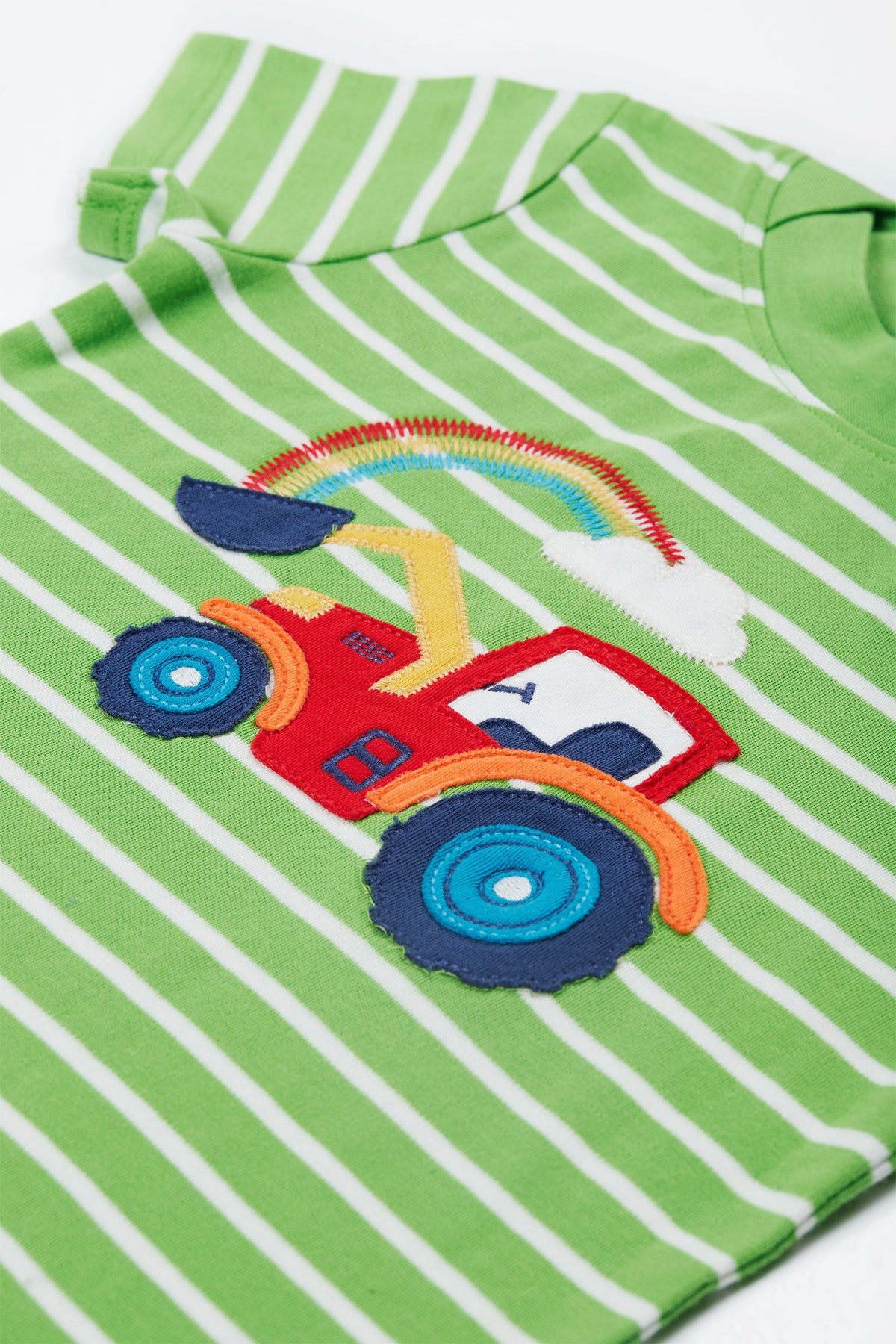 Frugi Easy On Infant T-Shirt Kiwi Stripe Tractor Clothing 3-6M / Kiwi,6-9M / Kiwi,9-12M / Kiwi,12-18M / Kiwi,18-24M / Kiwi,2-3YRS / Kiwi,3-4YRS / Kiwi,4-5YRS / Kiwi