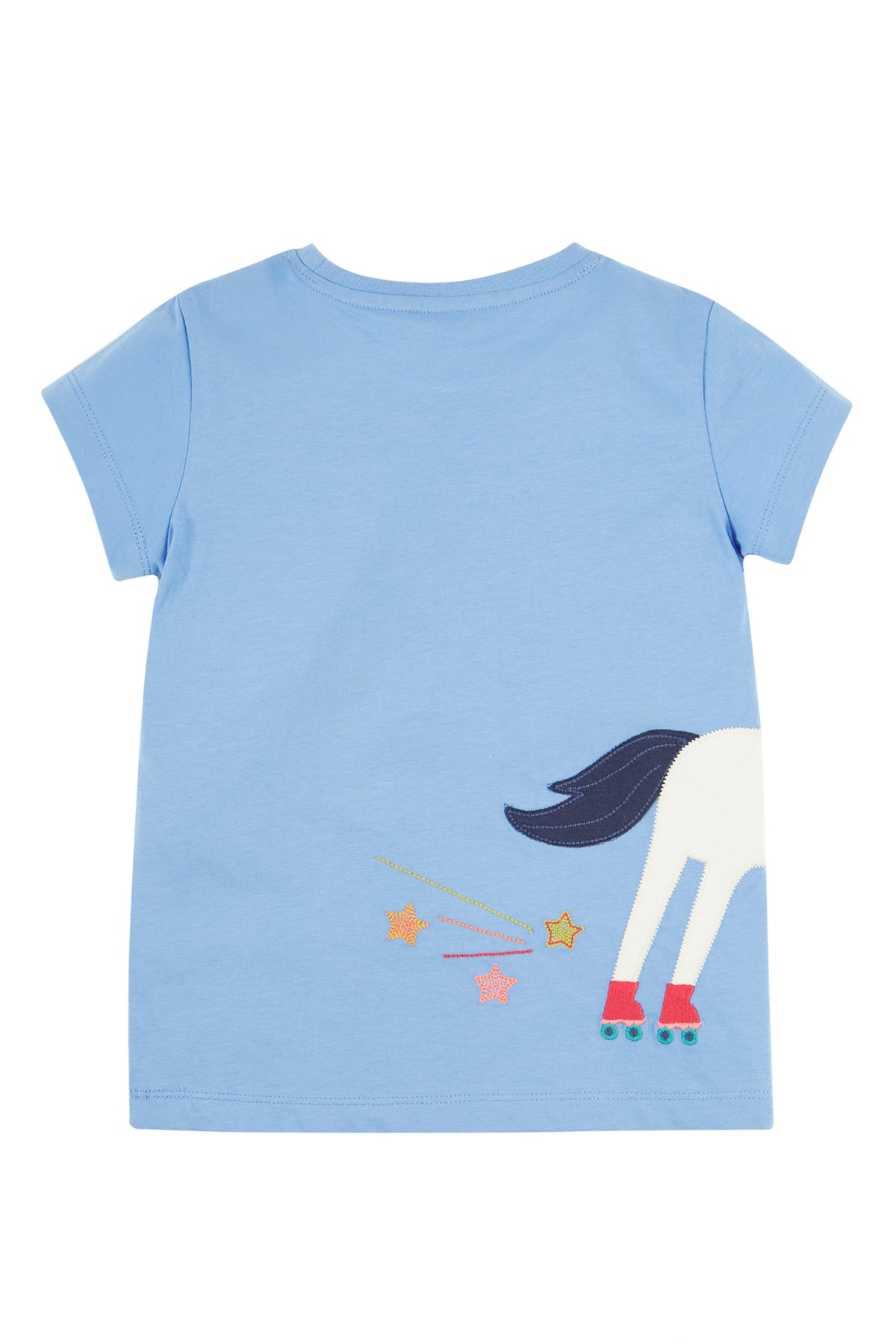 Frugi Elise Wrap Around T-Shirt Cornflower Horse Clothing 2-3YRS / Blue,3-4YRS / Blue,4-5YRS / Blue,5-6YRS / Blue,6-7YRS / Blue,7-8YRS / Blue,8-9YRS / Blue