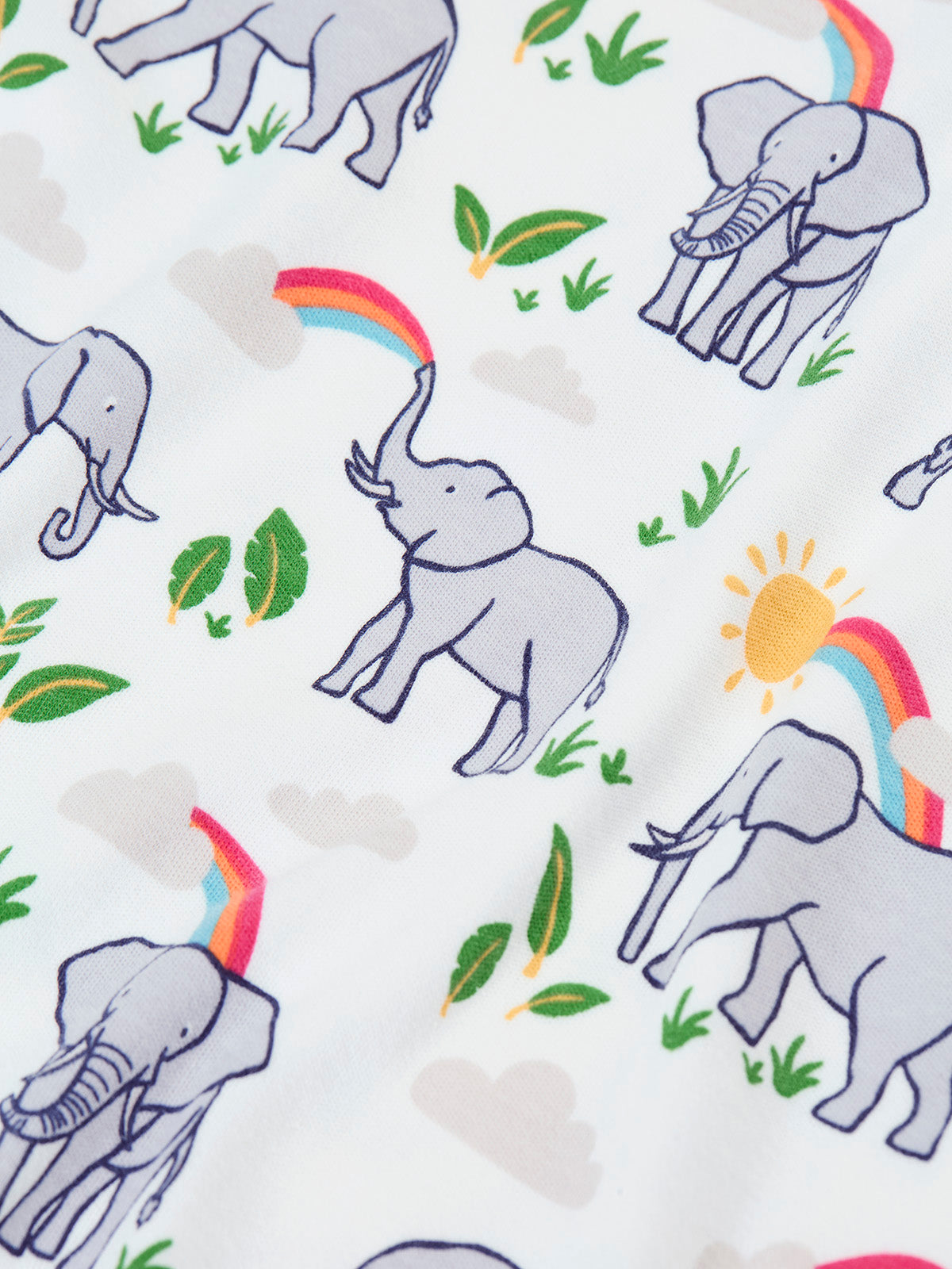 Frugi Kimono Zip Sleepsuit 500100S6djui Elephants Clothing NEWBORN / White,0-3M / White,3-6M / White,6-9M / White