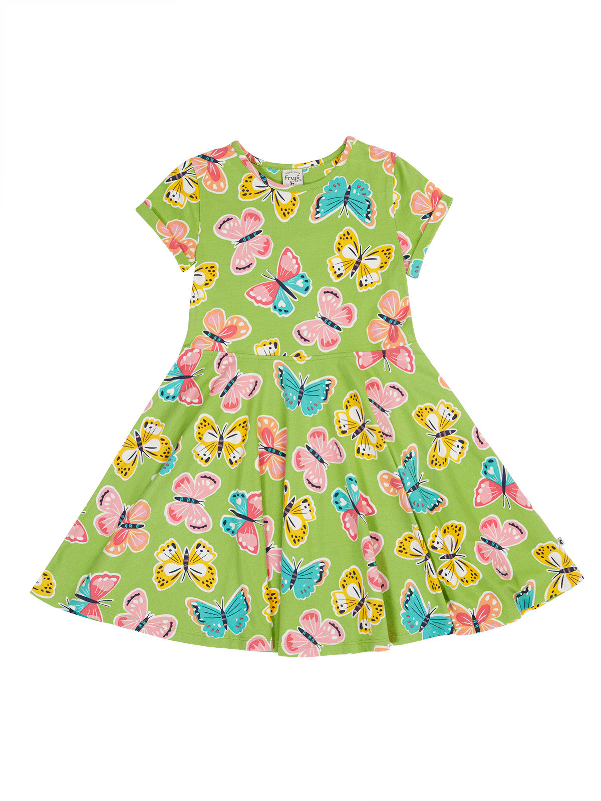 Frugi Spring Skater Dress 500027S6lmch Lime Flutterby