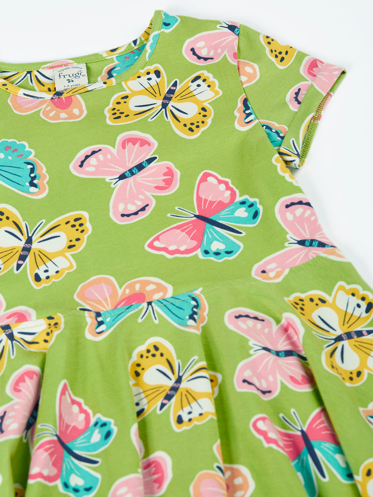 Frugi Spring Skater Dress 500027S6lmch Lime Flutterby