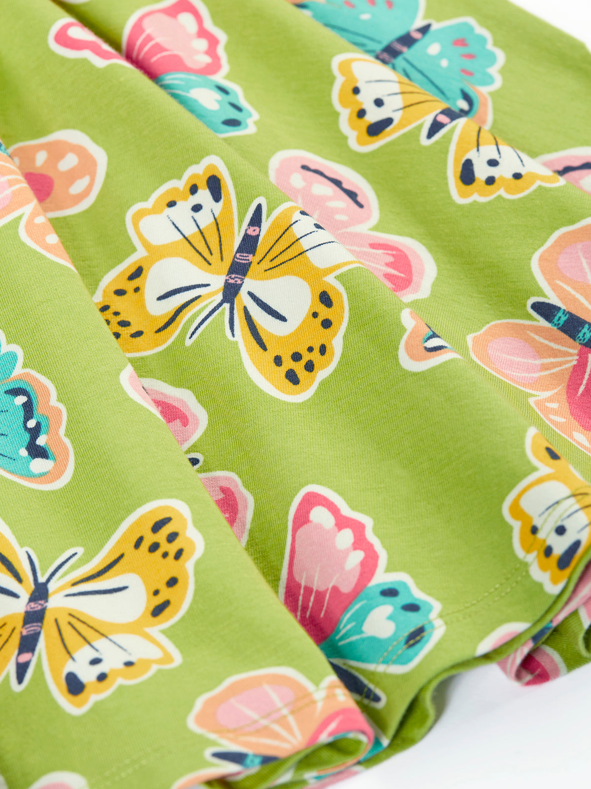 Frugi Spring Skater Dress 500027S6lmch Lime Flutterby