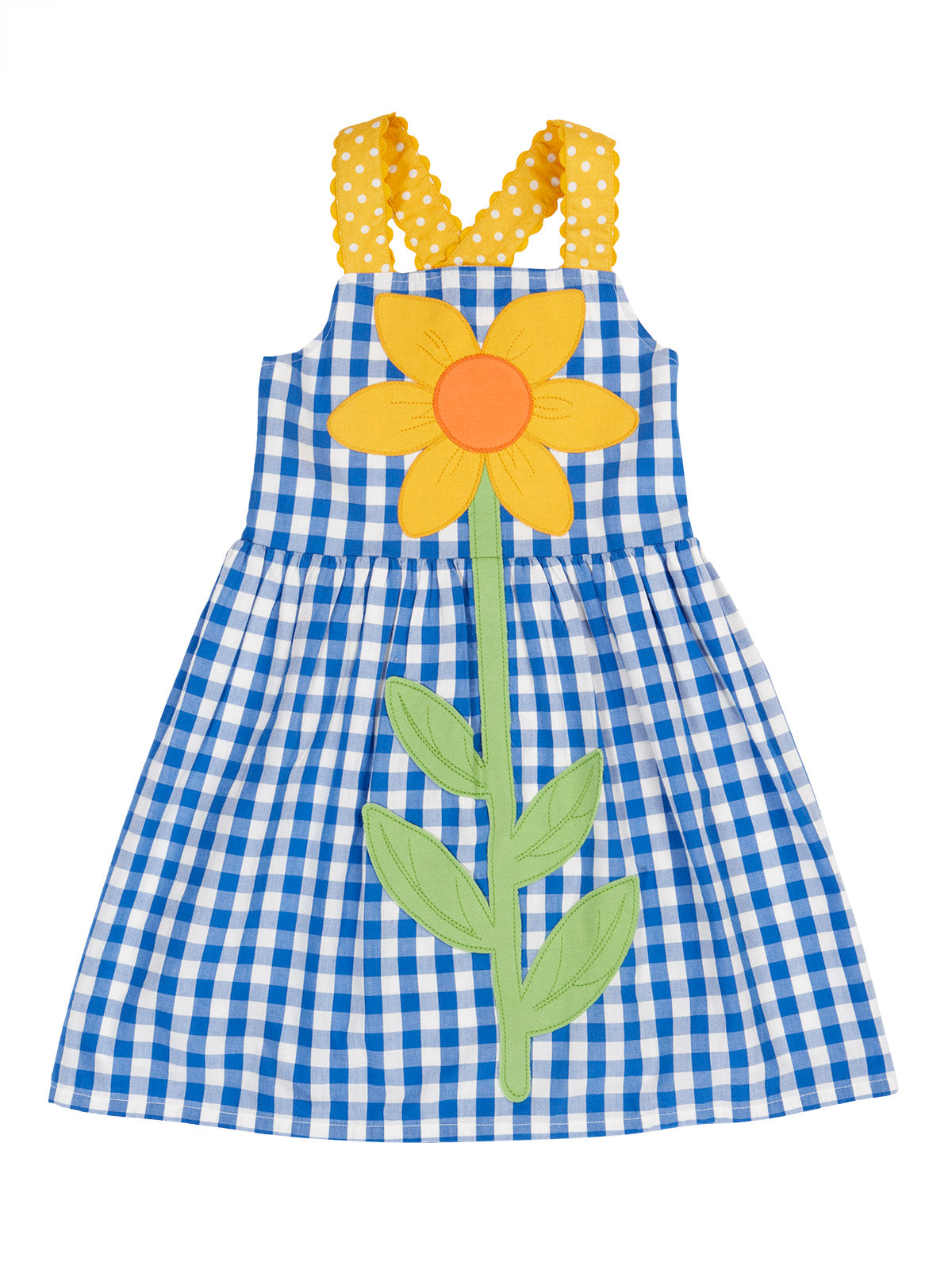 Frugi Allie Daisy Dress 502021S6cgdi Gingham Clothing 4-5YRS / Blue,5-6YRS / Blue,6-7YRS / Blue,7-8YRS / Blue,8-9YRS / Blue