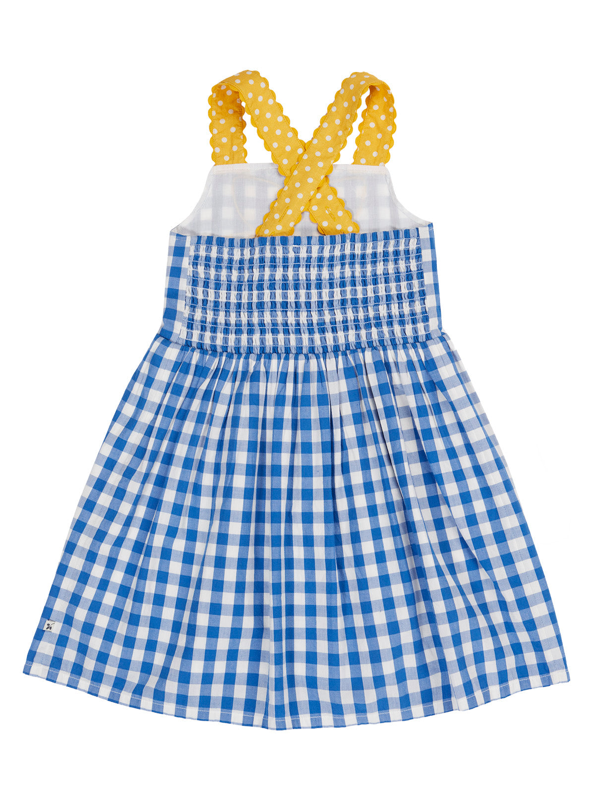 Frugi Allie Daisy Dress 502021S6cgdi Gingham Clothing 4-5YRS / Blue,5-6YRS / Blue,6-7YRS / Blue,7-8YRS / Blue,8-9YRS / Blue