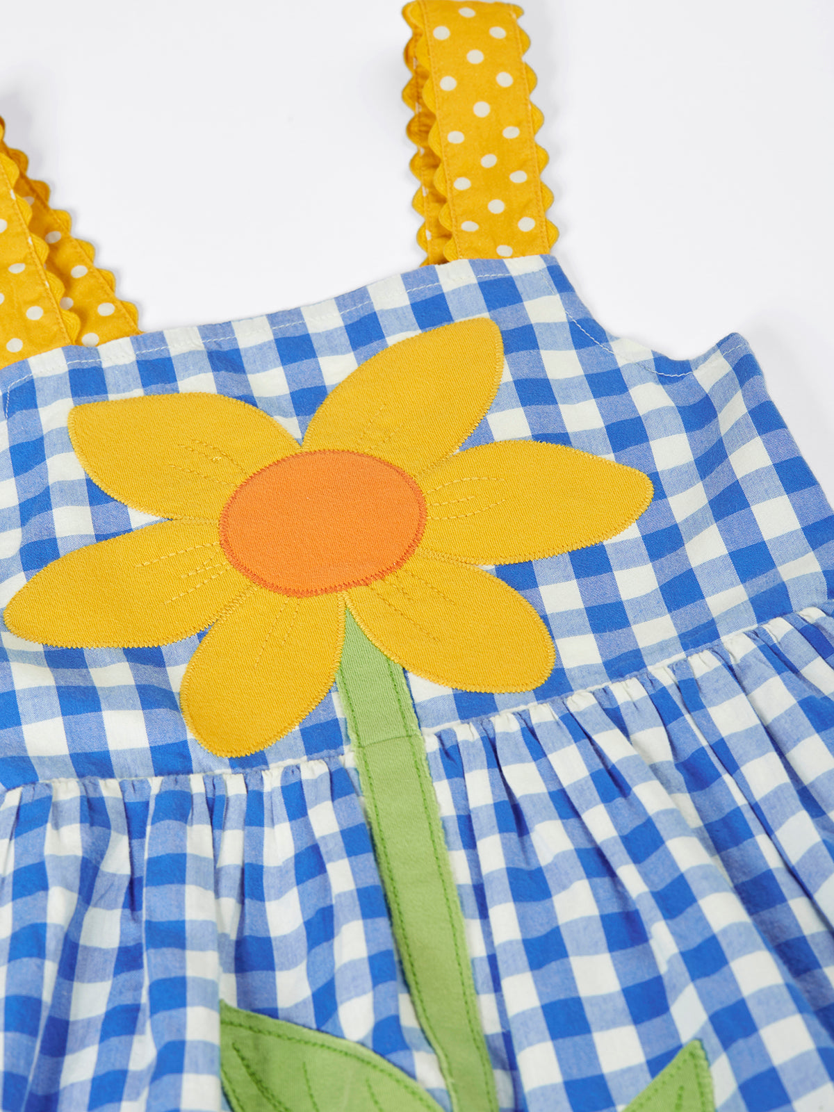 Frugi Allie Daisy Dress 502021S6cgdi Gingham Clothing 4-5YRS / Blue,5-6YRS / Blue,6-7YRS / Blue,7-8YRS / Blue,8-9YRS / Blue