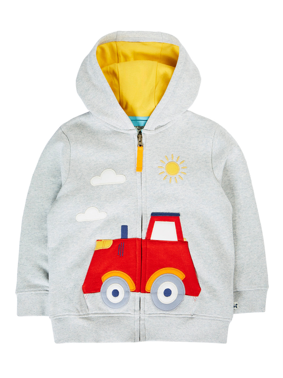 Frugi Infant Carbis Hoodie Grey Tractor