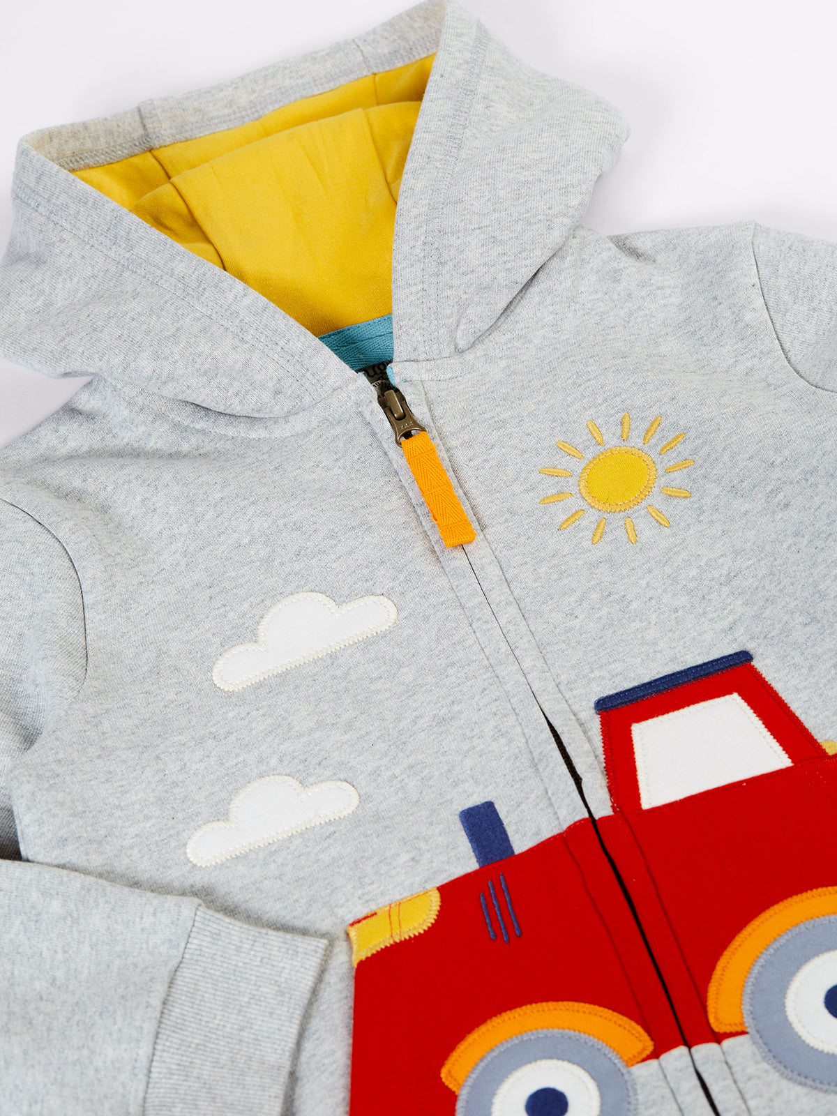 Frugi Infant Carbis Hoodie Grey Tractor
