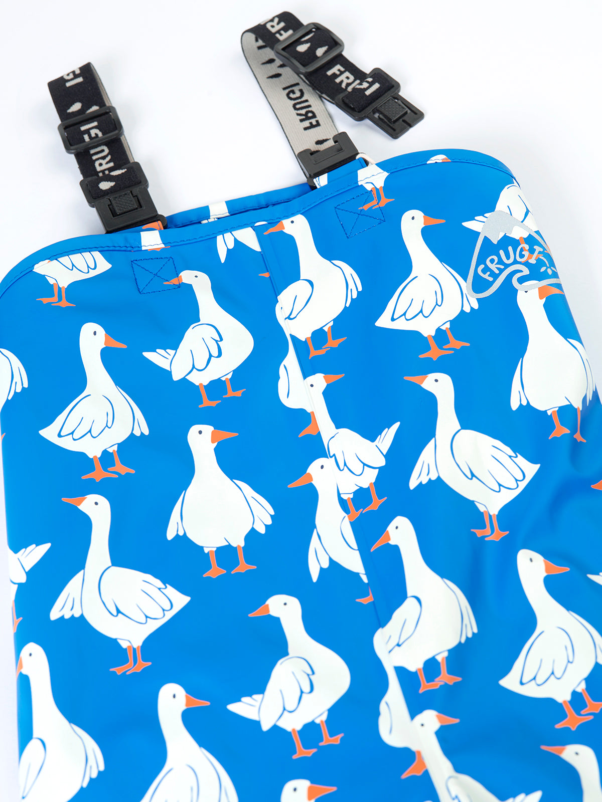 Frugi Puddlebuster Printed Dungareescobalt Goose Clothing 2-3YRS / Blue,3-4YRS / Blue,4-5YRS / Blue,5-6YRS / Blue,6-7YRS / Blue,1-2 YRS / Blue