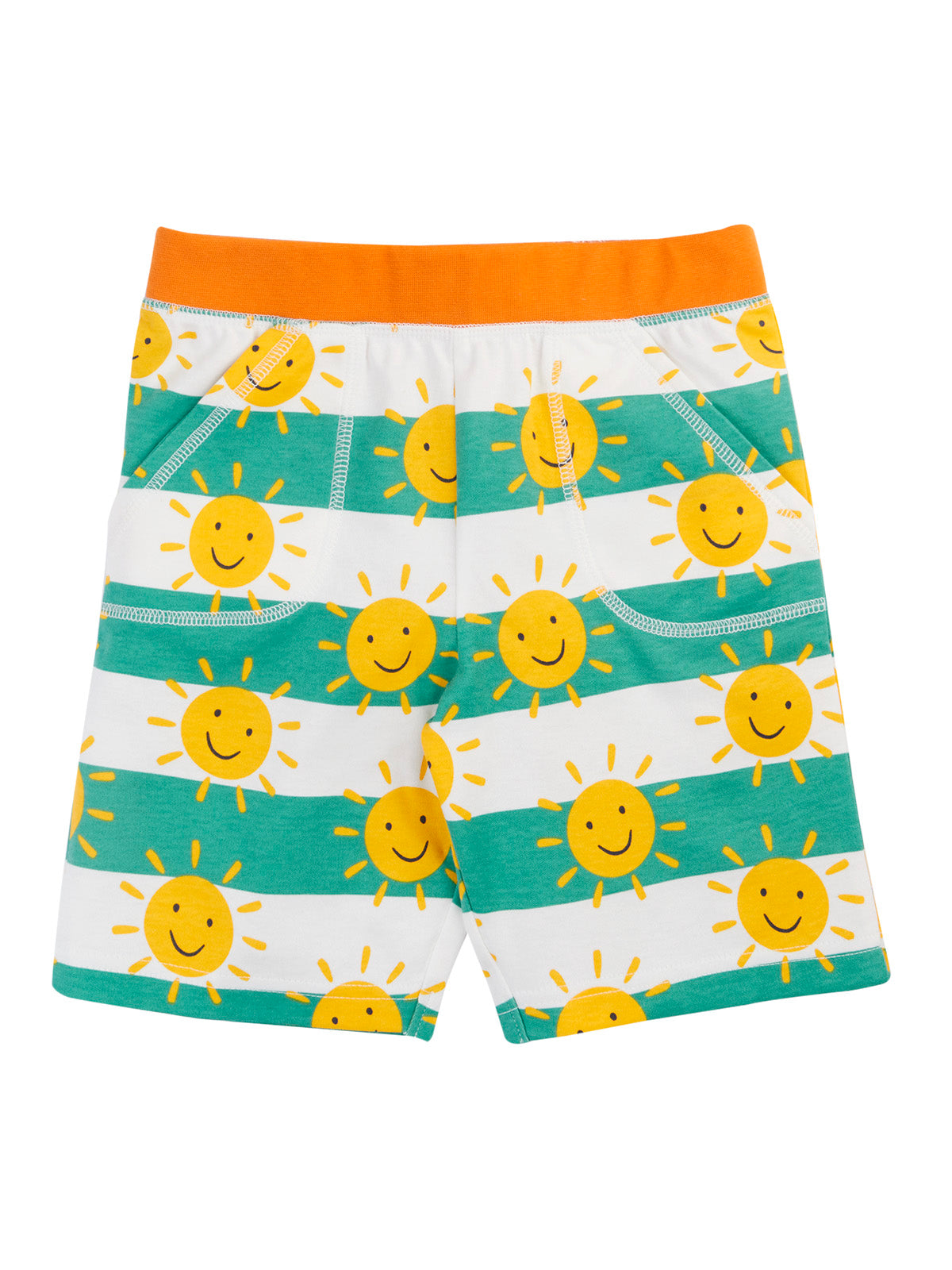 Frugi Sunny Shorts 502060S6fjki Green Stripe Sunshine Clothing 4-5YRS / Green,5-6YRS / Green,6-7YRS / Green,7-8YRS / Green,8-9YRS / Green