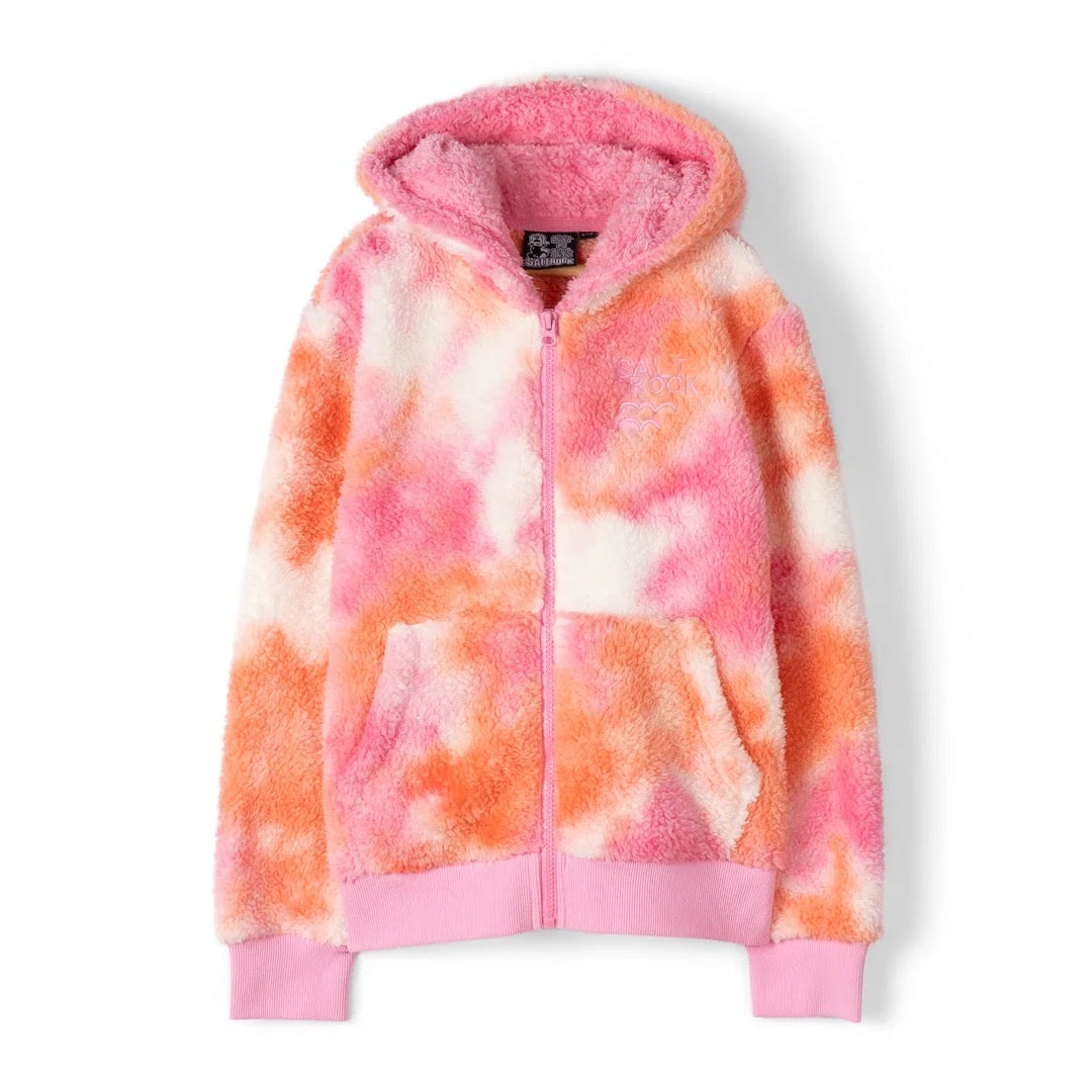 Saltrock Girls Koko Hooded Fleece Pink Tie Dye Clothing 9/10YRS / Pink,11/12YRS / Pink,13YRS / Pink