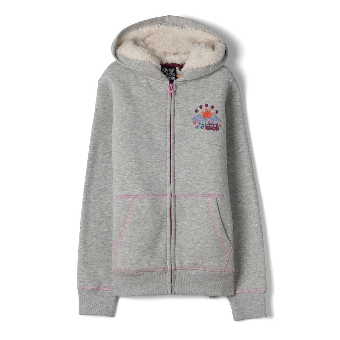 Saltrock Girls Rise And Shine Sherpa Lined Hoodie Grey Clothing 9/10YRS / Grey,11/12YRS / Grey,13YRS / Grey
