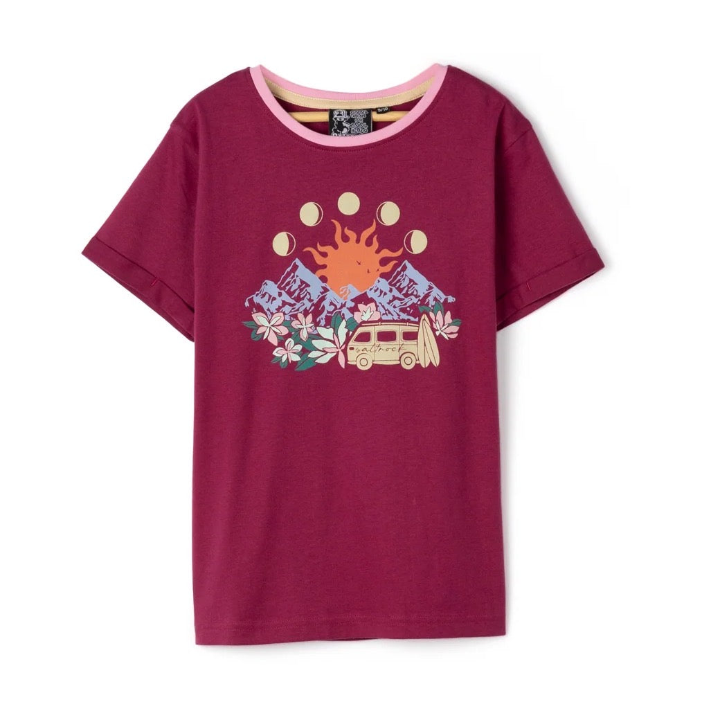 Saltrock Girls Rise And Shine T-Shirt Redcurrant Clothing 9/10YRS / Redcurrant,11/12YRS / Redcurrant,13YRS / Redcurrant