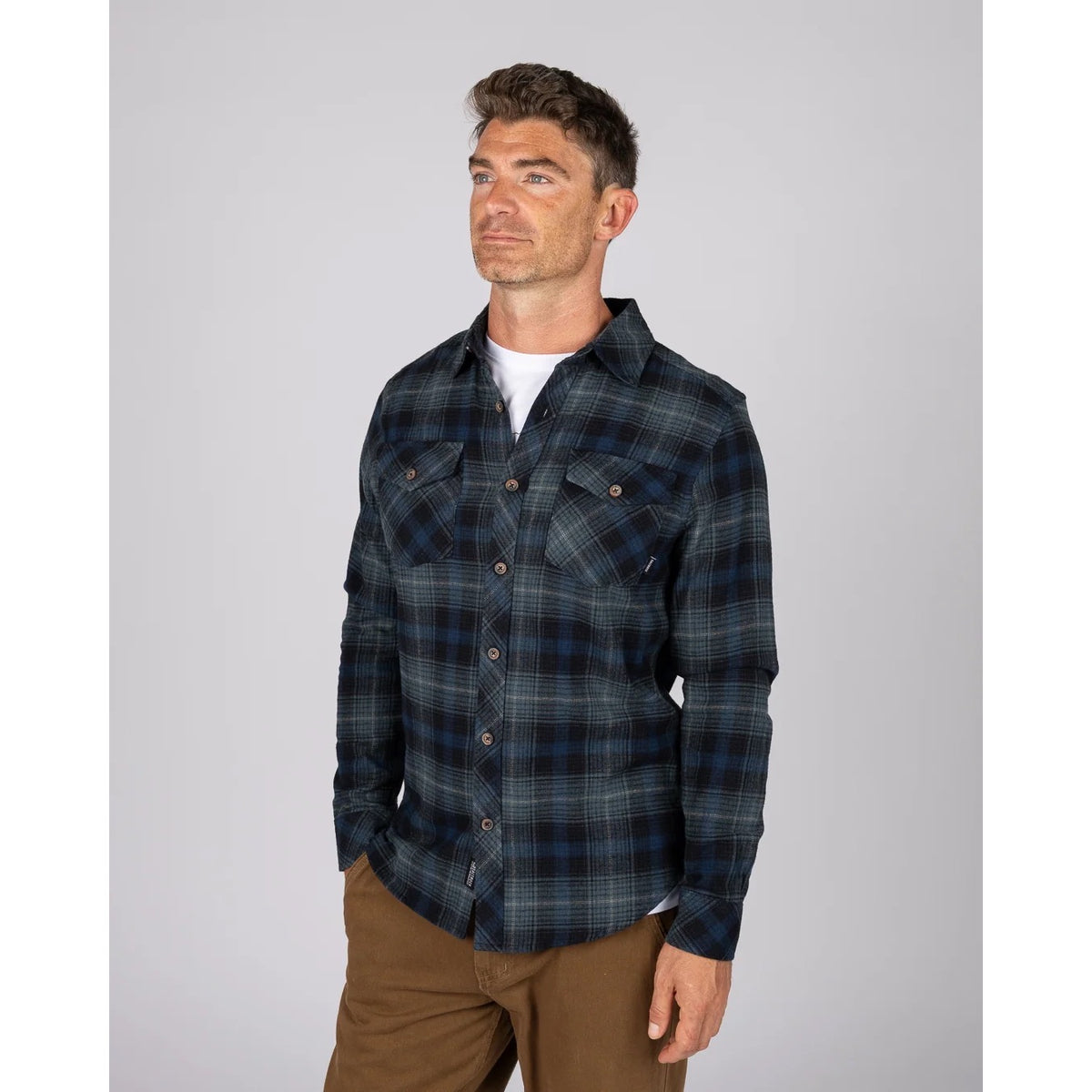 Saltrock Mens Miles Flannel Shirt Blue Check Clothing S / Blue,M / Blue,L / Blue,XL / Blue