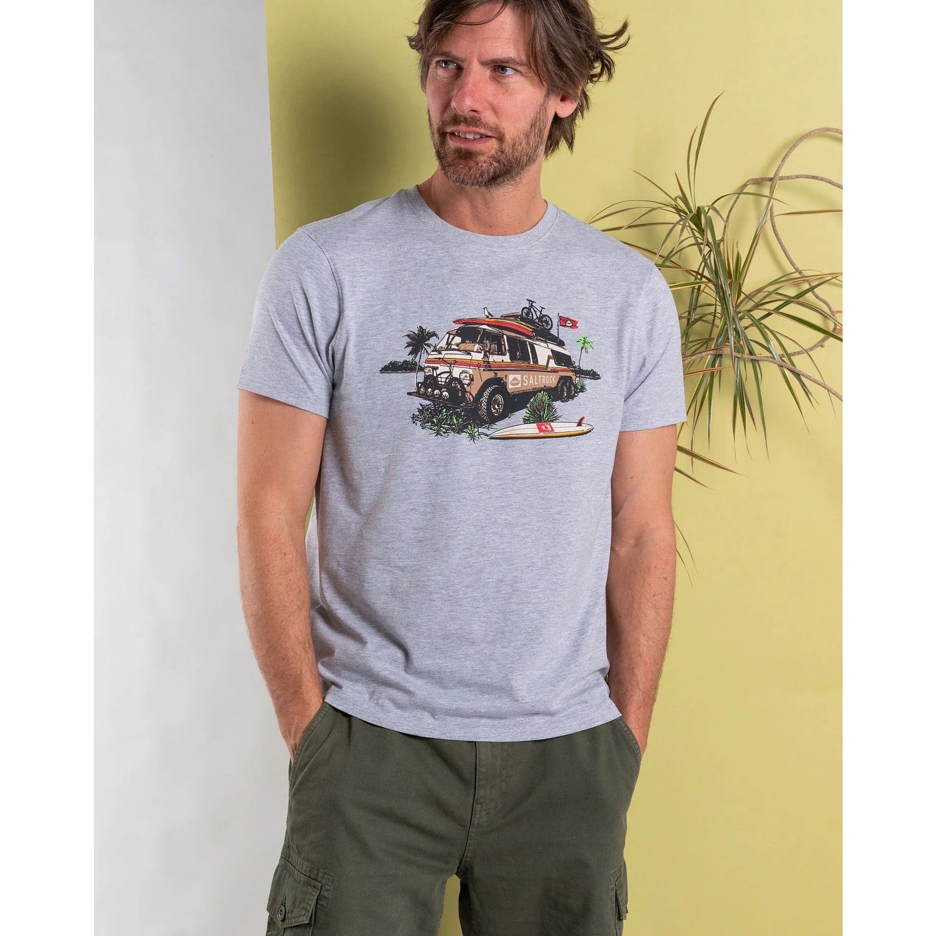 Saltrock Mens Retro Camper T-Shirt Tsf12501009 Grey Clothing SMALL ADULT / Grey,MEDIUM ADULT / Grey,LARGE ADULT / Grey,XL ADULT / Grey