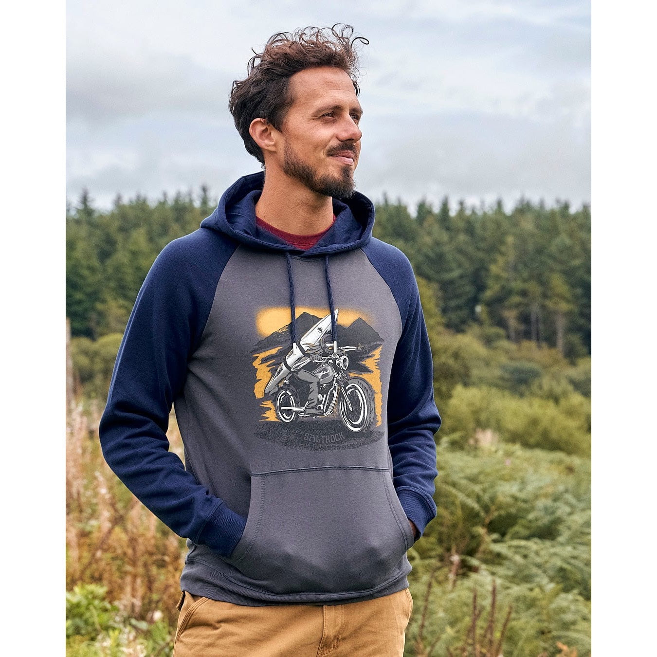 Saltrock Mens Skelly Rider Hoodie Grey Clothing SMALL ADULT / Grey,MEDIUM ADULT / Grey,LARGE ADULT / Grey,XL ADULT / Grey