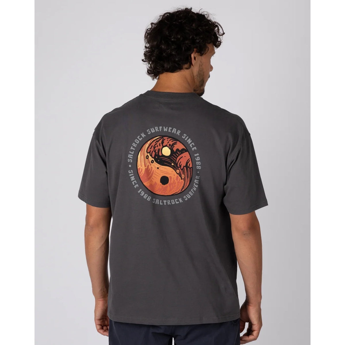 Saltrock Mens Yin Yang Over Sized T-Shirt Grey Clothing S / Grey,M / Grey,L / Grey,XL / Grey
