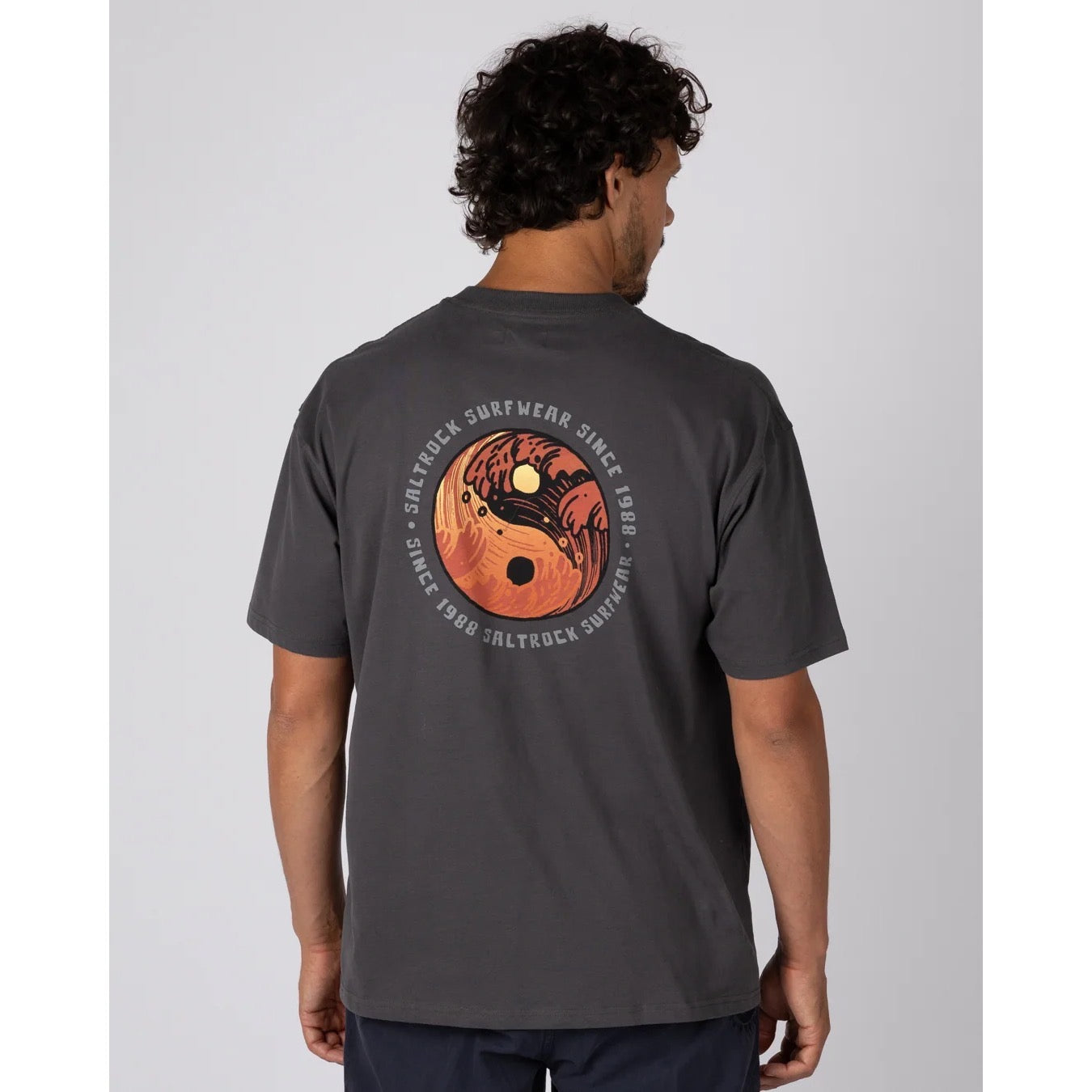 Saltrock Mens Yin Yang Over Sized T-Shirt Grey Clothing S / Grey,M / Grey,L / Grey,XL / Grey