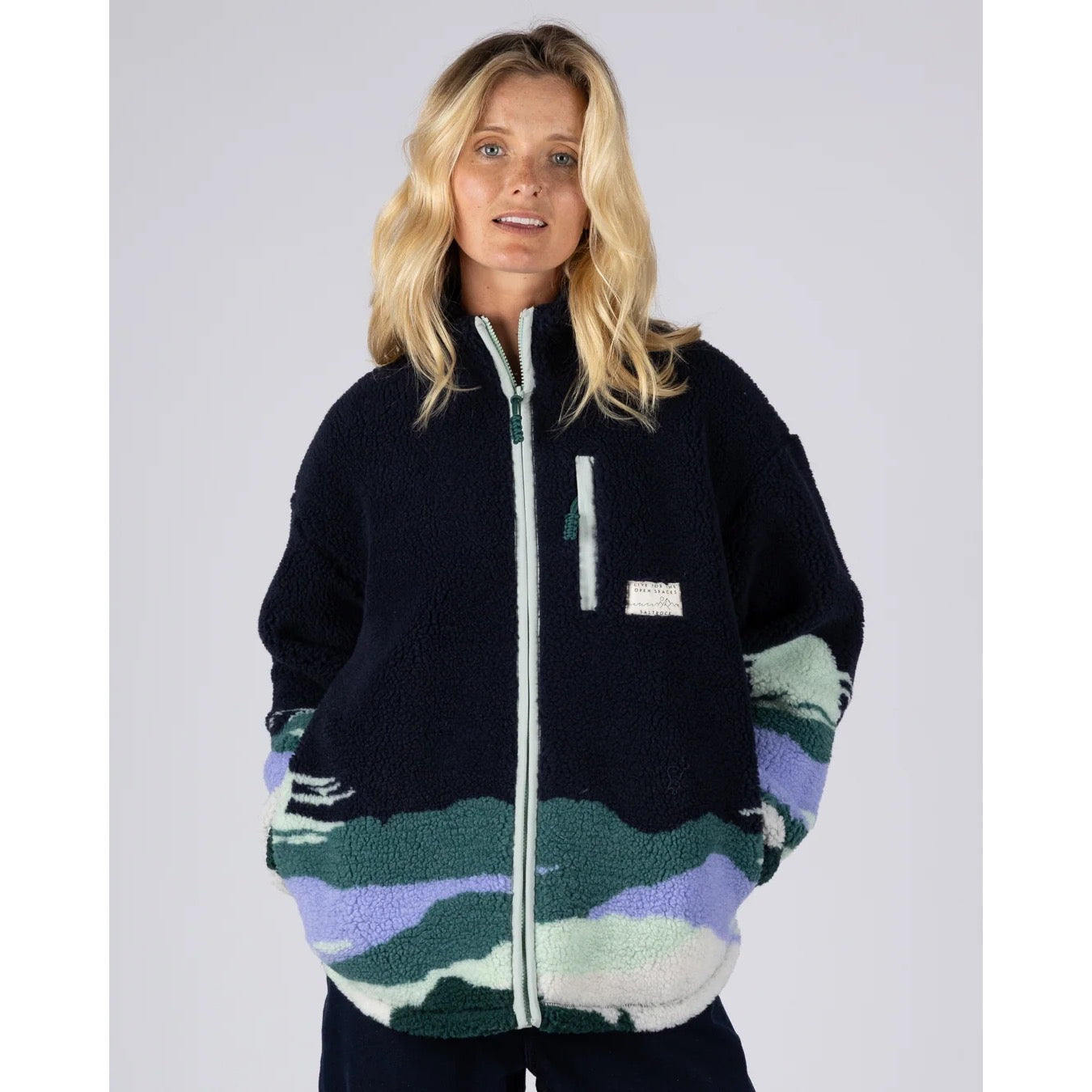 Saltrock Womens Apex Zip Sherpa Fleece Blue Clothing S / Blue,M / Blue,L / Blue