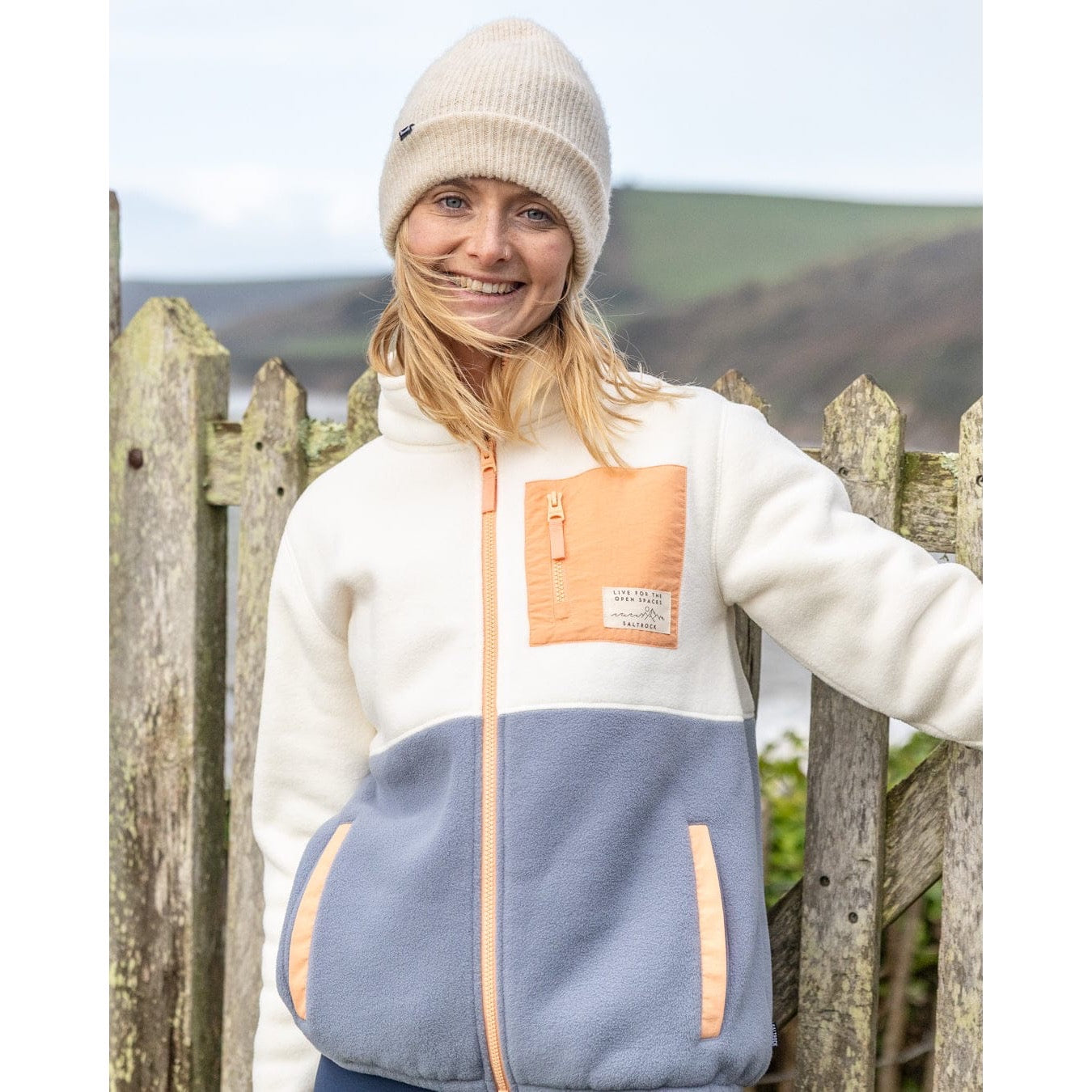 Saltrock Womens Denya Fleece Lmo22601146 Cream Blue Clothing XS / Cream,S / Cream,M / Cream,L / Cream