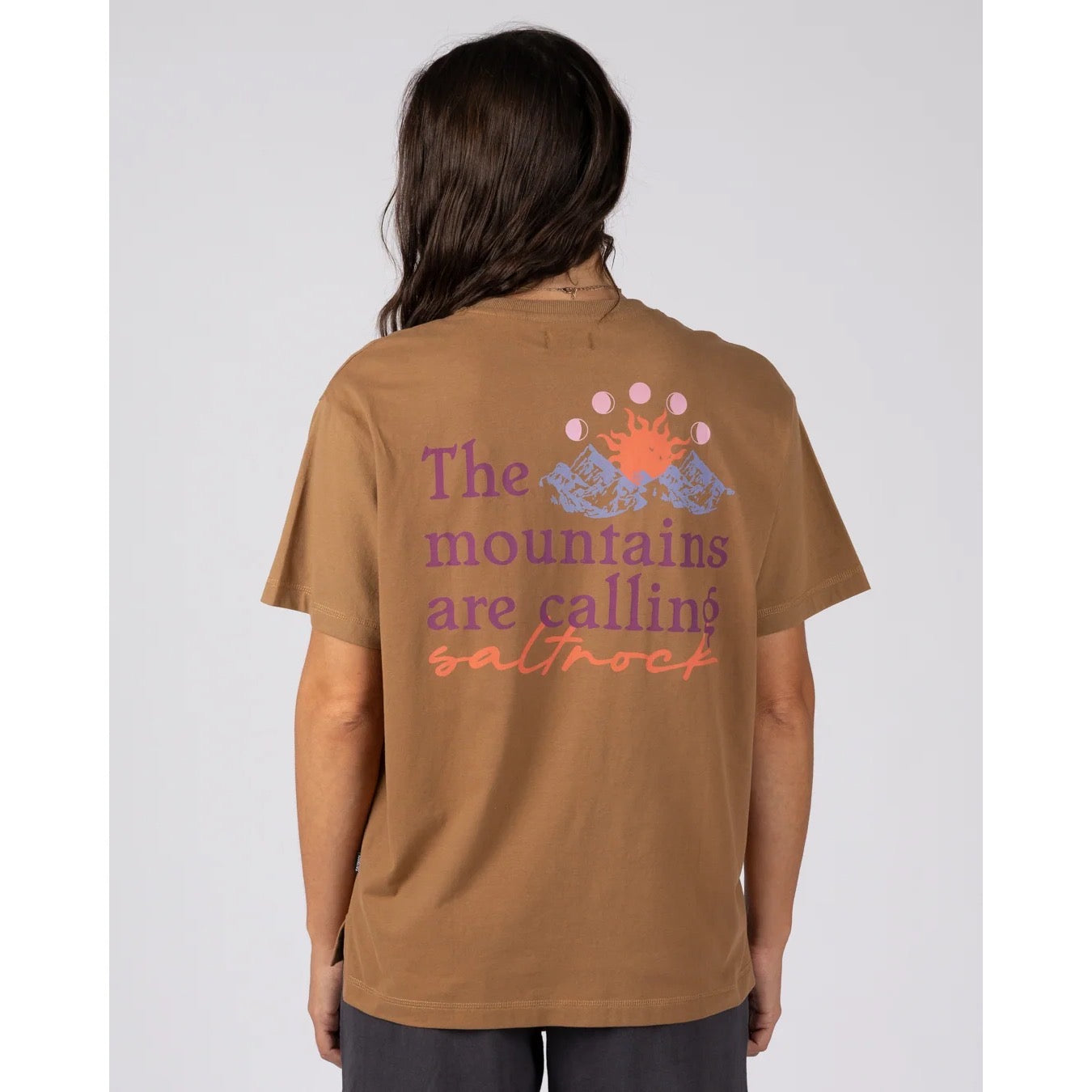 Saltrock Womens Mountain Calling Oversized T-Shirt Brown Clothing XS / Brown,S / Brown,M / Brown,L / Brown