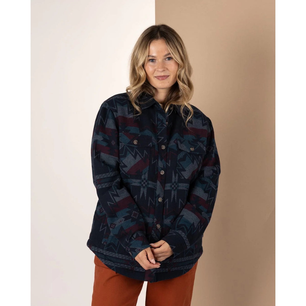 Saltrock Womens Stella Aztec Shacket Jfq22502027 Blue Clothing S / Blue,M / Blue,L / Blue